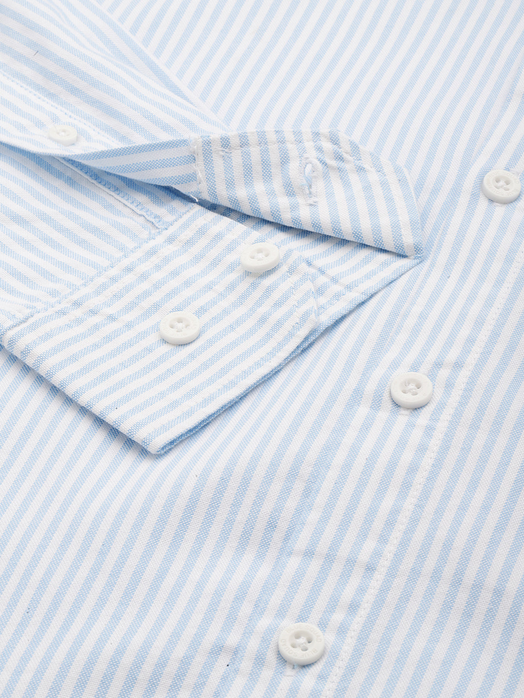 Sky Blue & White Pinstripe Oxford Shirt – Button-Down Collar