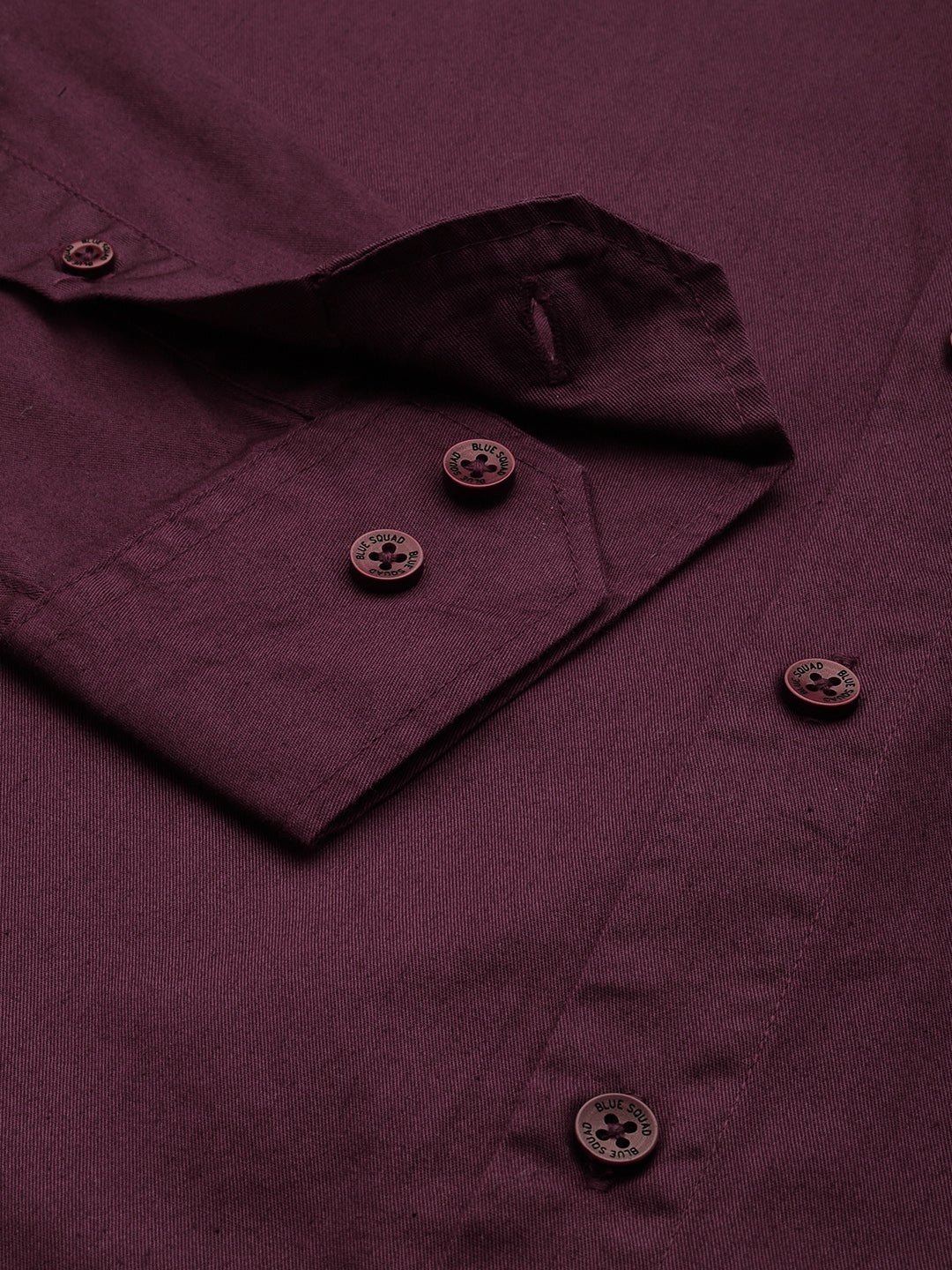 Wine Burgundy Oxford Cotton Shirt – Button-Down Collar & Chest Pocket