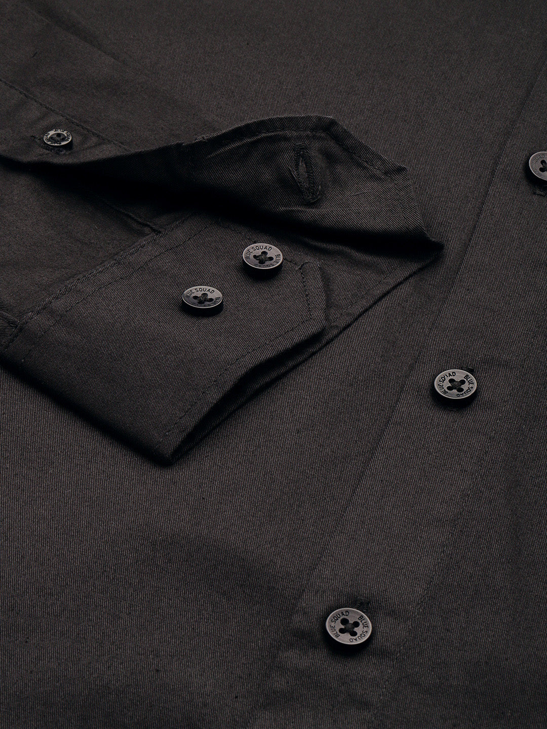 Midnight Black Oxford Cotton Shirt – Button-Down Collar & Chest Pocket