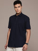 Men’s Navy Blue Linen Half Sleeves Casual Shirt