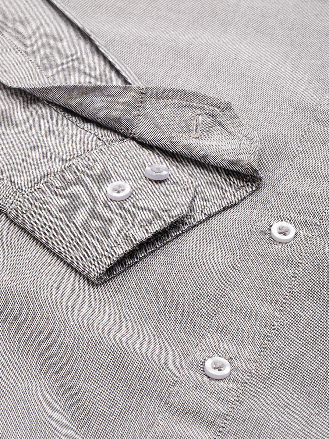 Slate Grey Oxford Cotton Shirt – Button-Down Collar & Chest Pocket