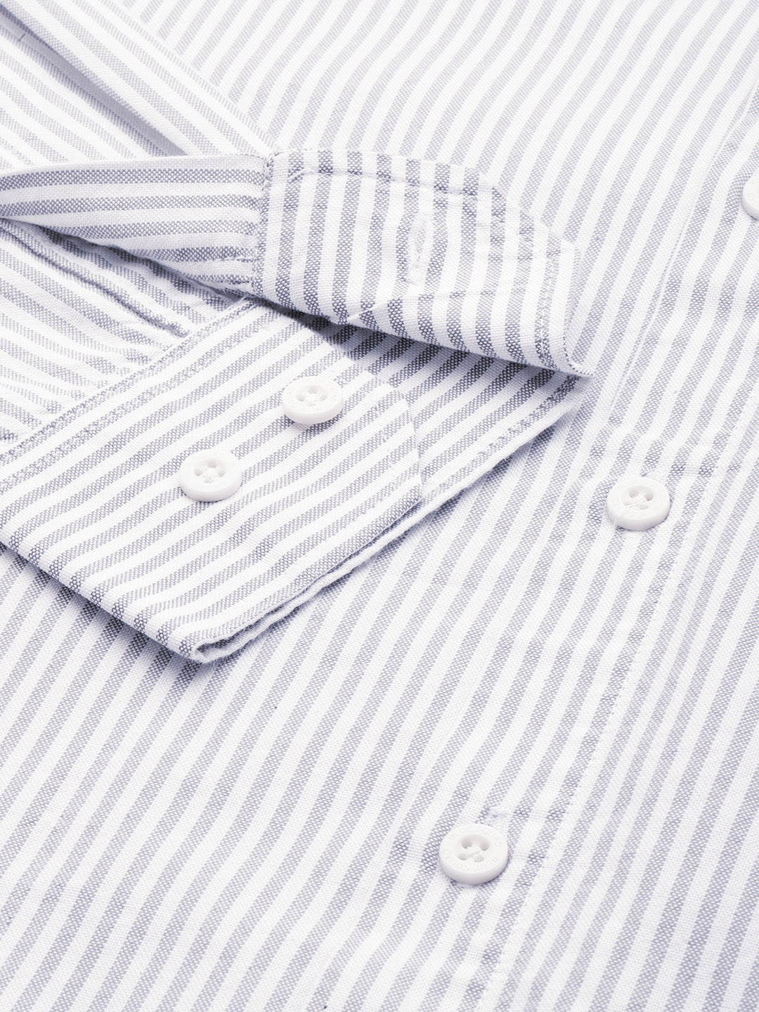Grey Pinstripe Oxford Shirt – Button-Down Collar