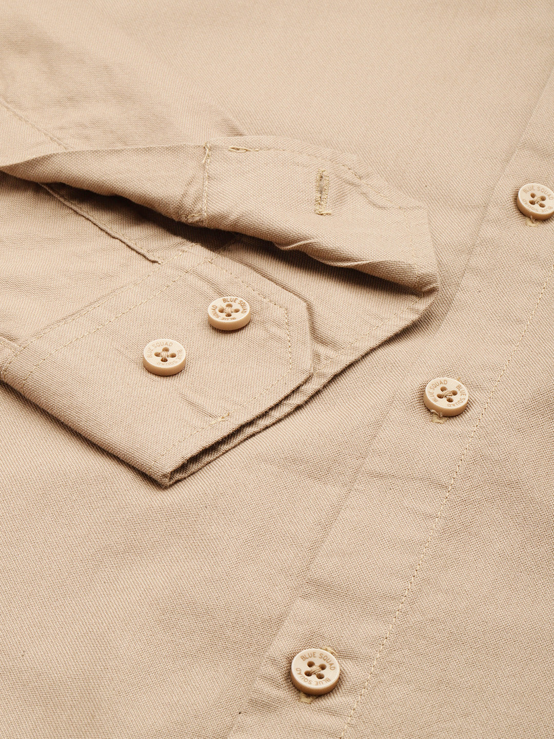 Sand Beige Oxford Cotton Shirt – Button-Down Collar & Chest Pocket