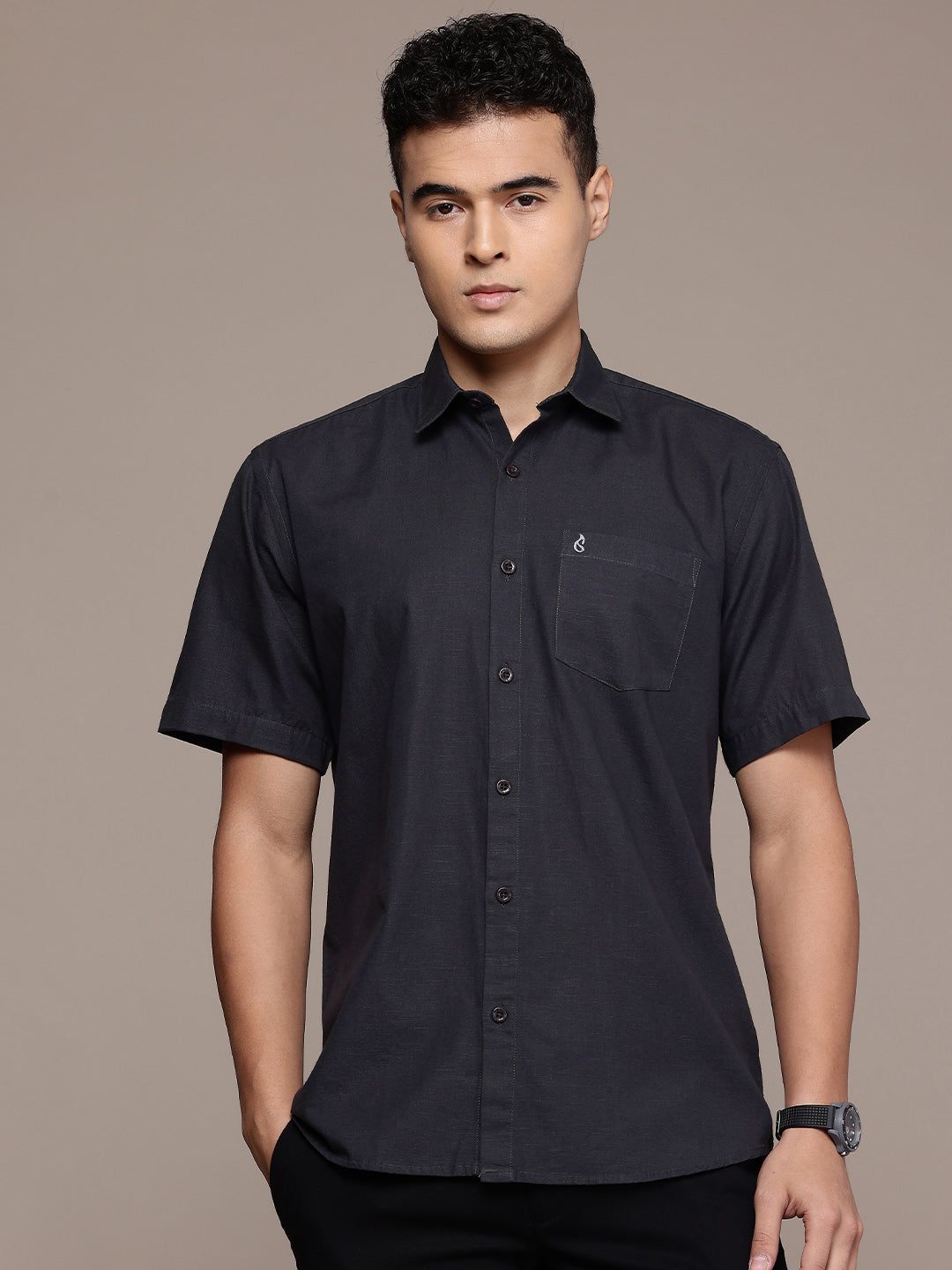 Men’s Slate Grey Linen Half Sleeves Casual Shirt