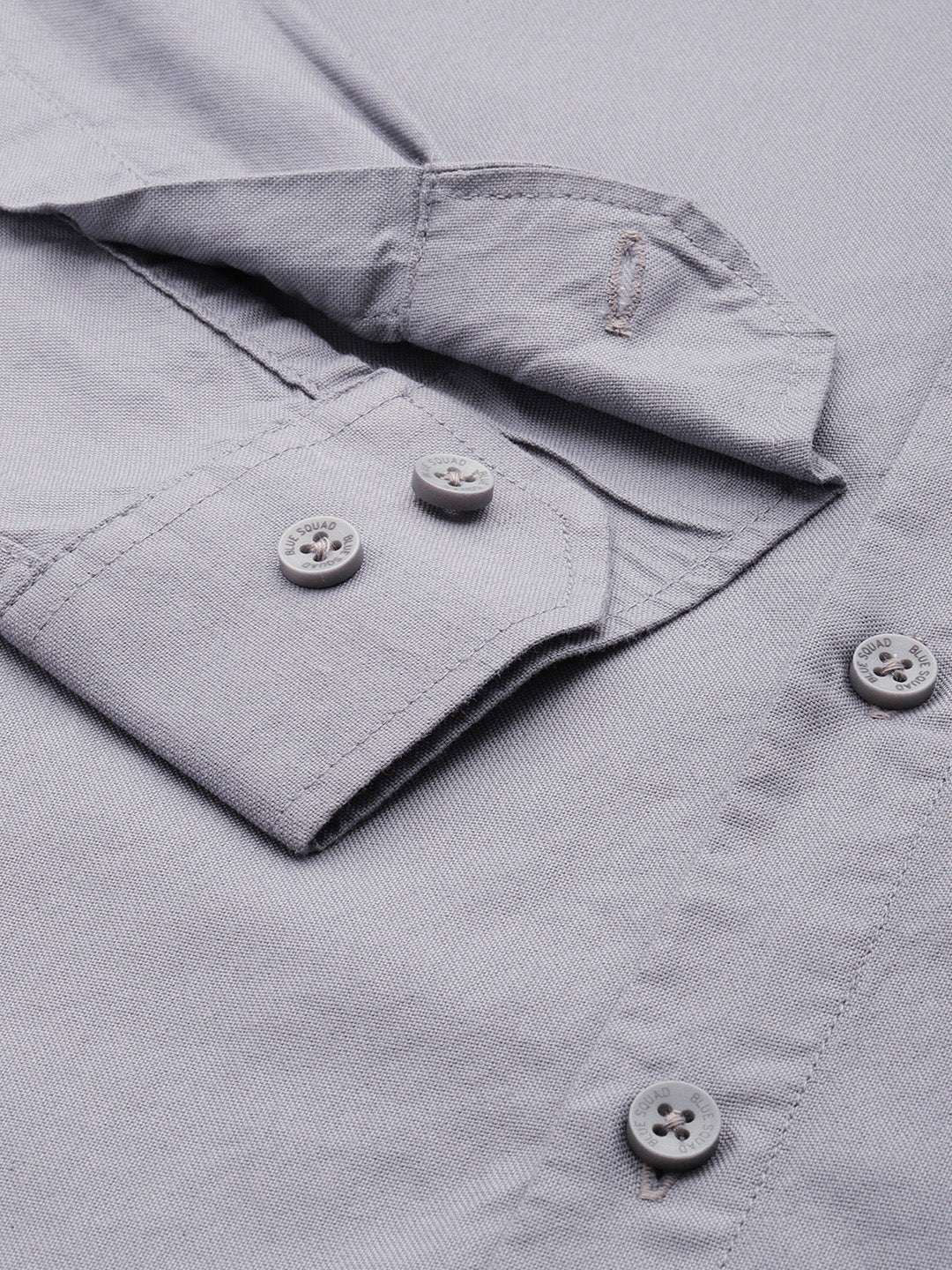 Steel Grey Oxford Cotton Shirt – Button-Down Collar & Chest Pocket