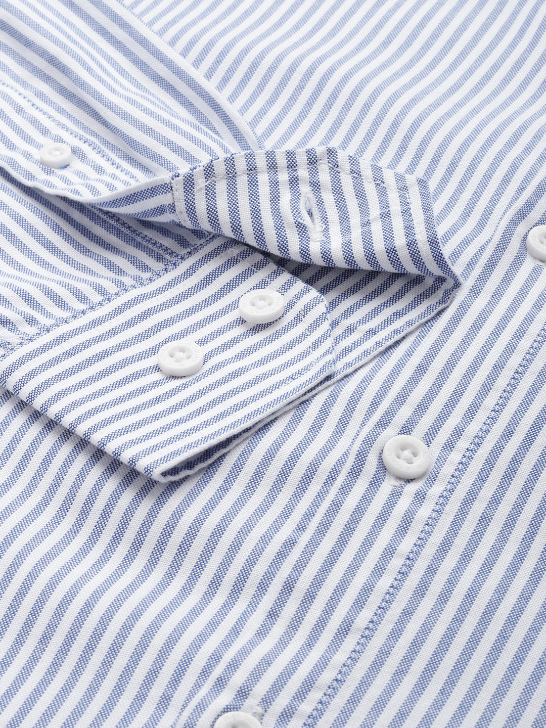 Blue & White Bengal-Stripe Oxford Shirt – Button-Down Collar