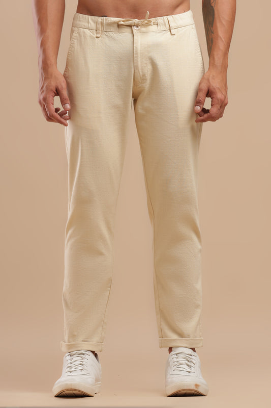 Men’s Cream Pure Linen Pants
