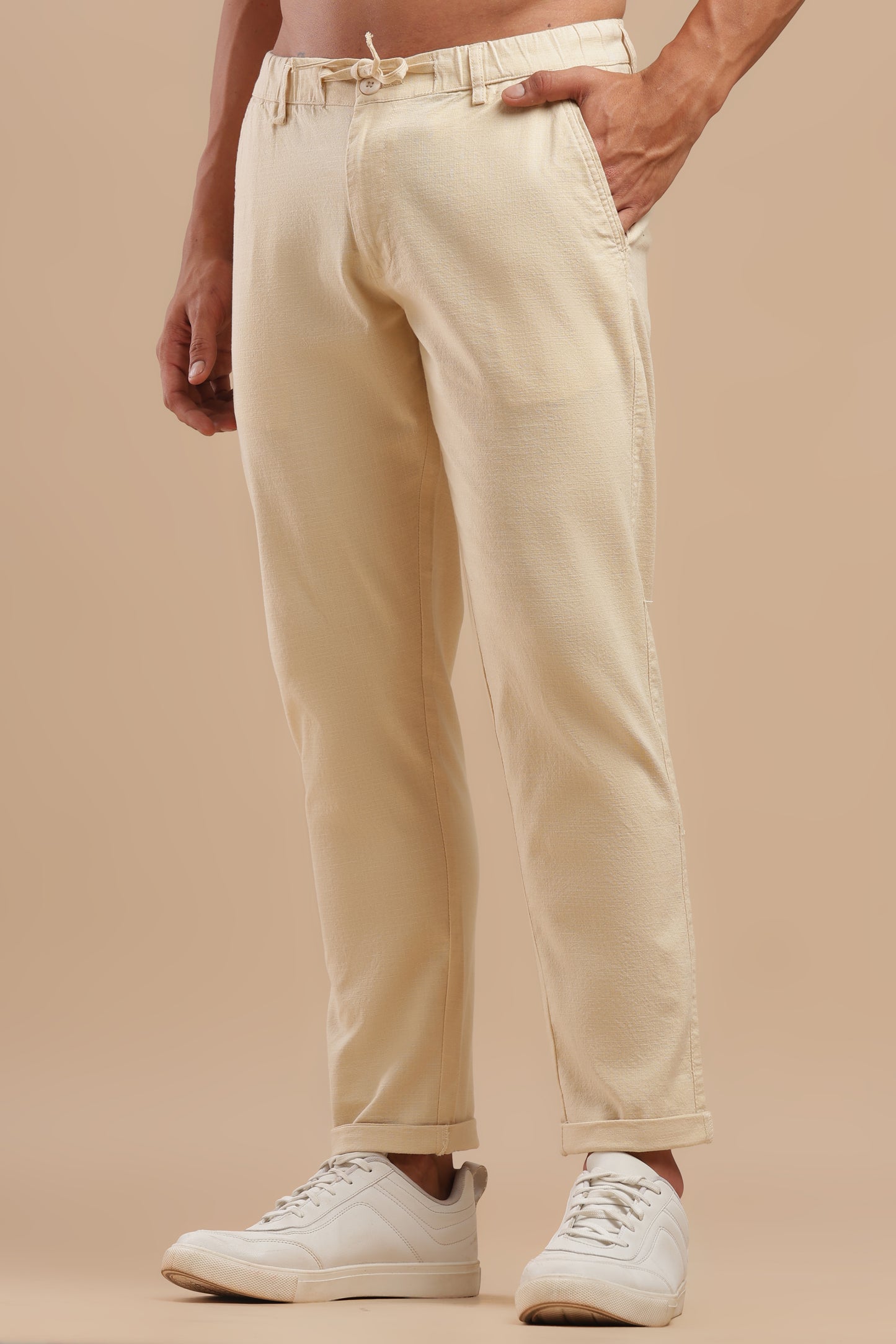 Men’s Cream Pure Linen Pants