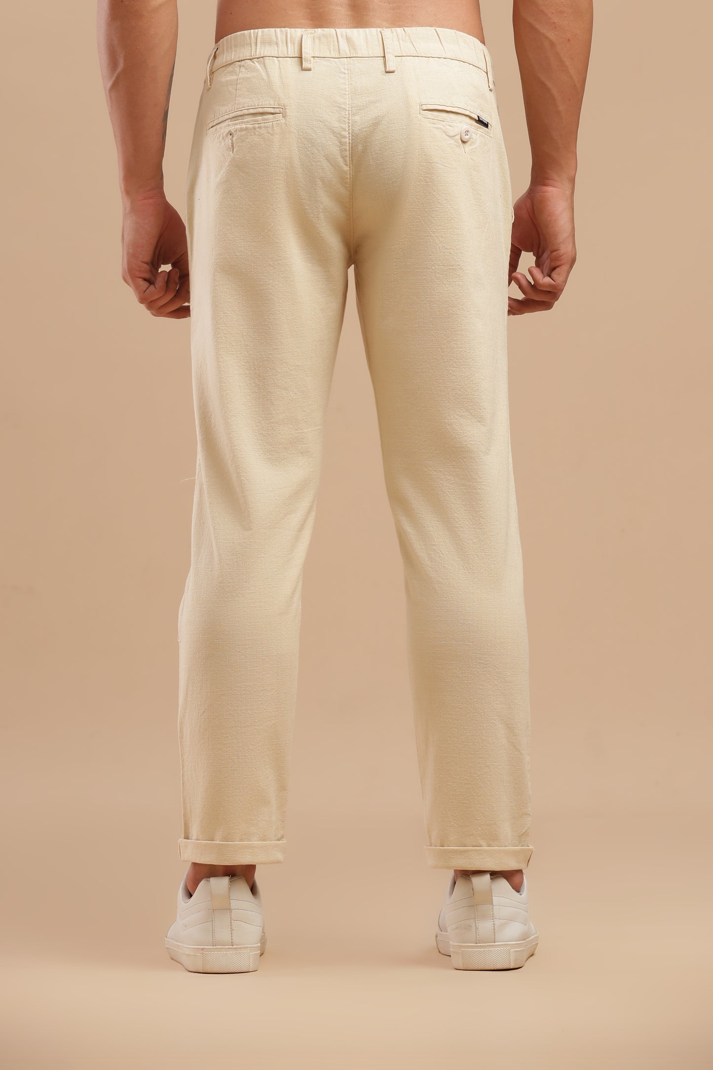 Men’s Cream Pure Linen Pants