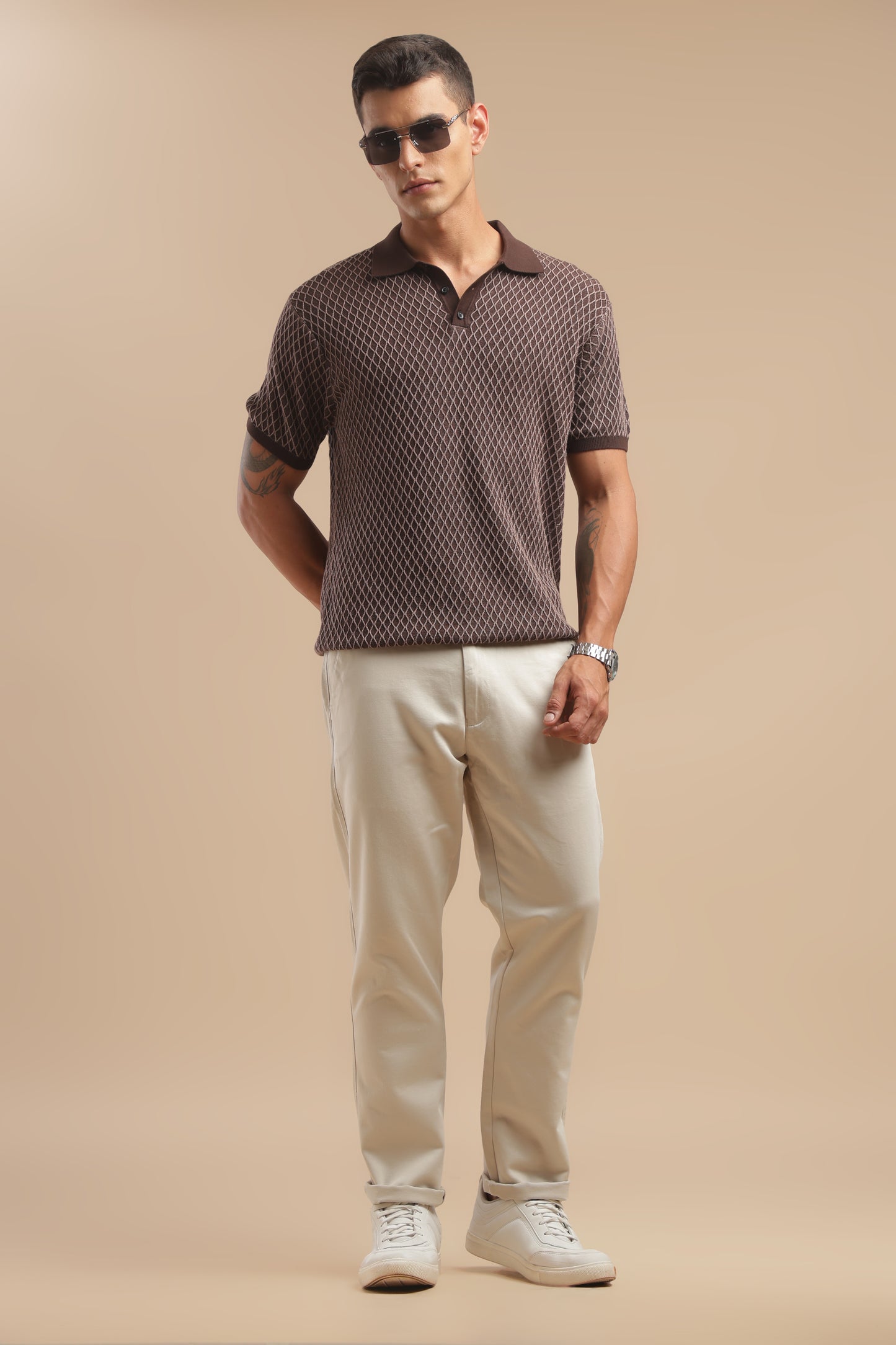 Men’s Off-White Cotton Chinos