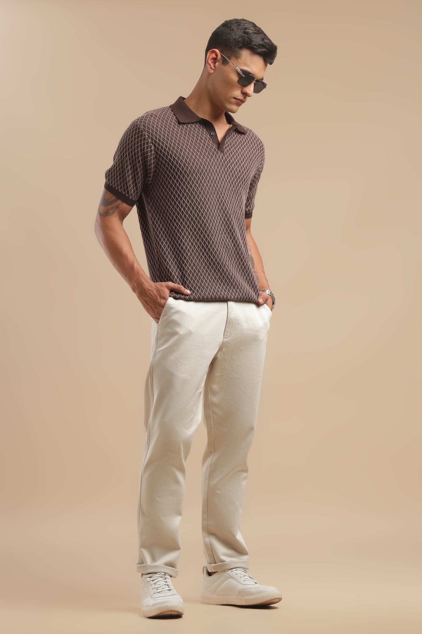 Men’s Off-White Cotton Chinos