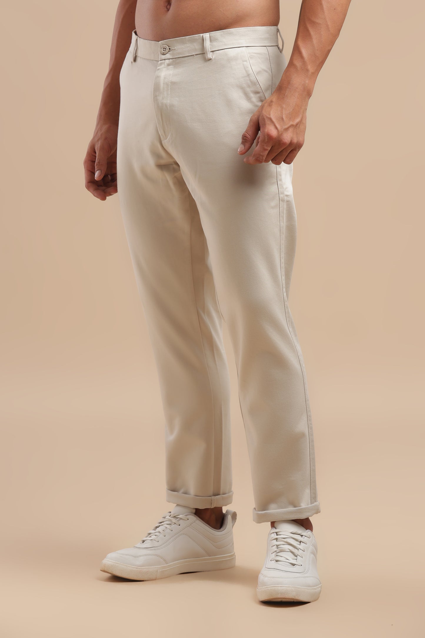 Men’s Off-White Cotton Chinos