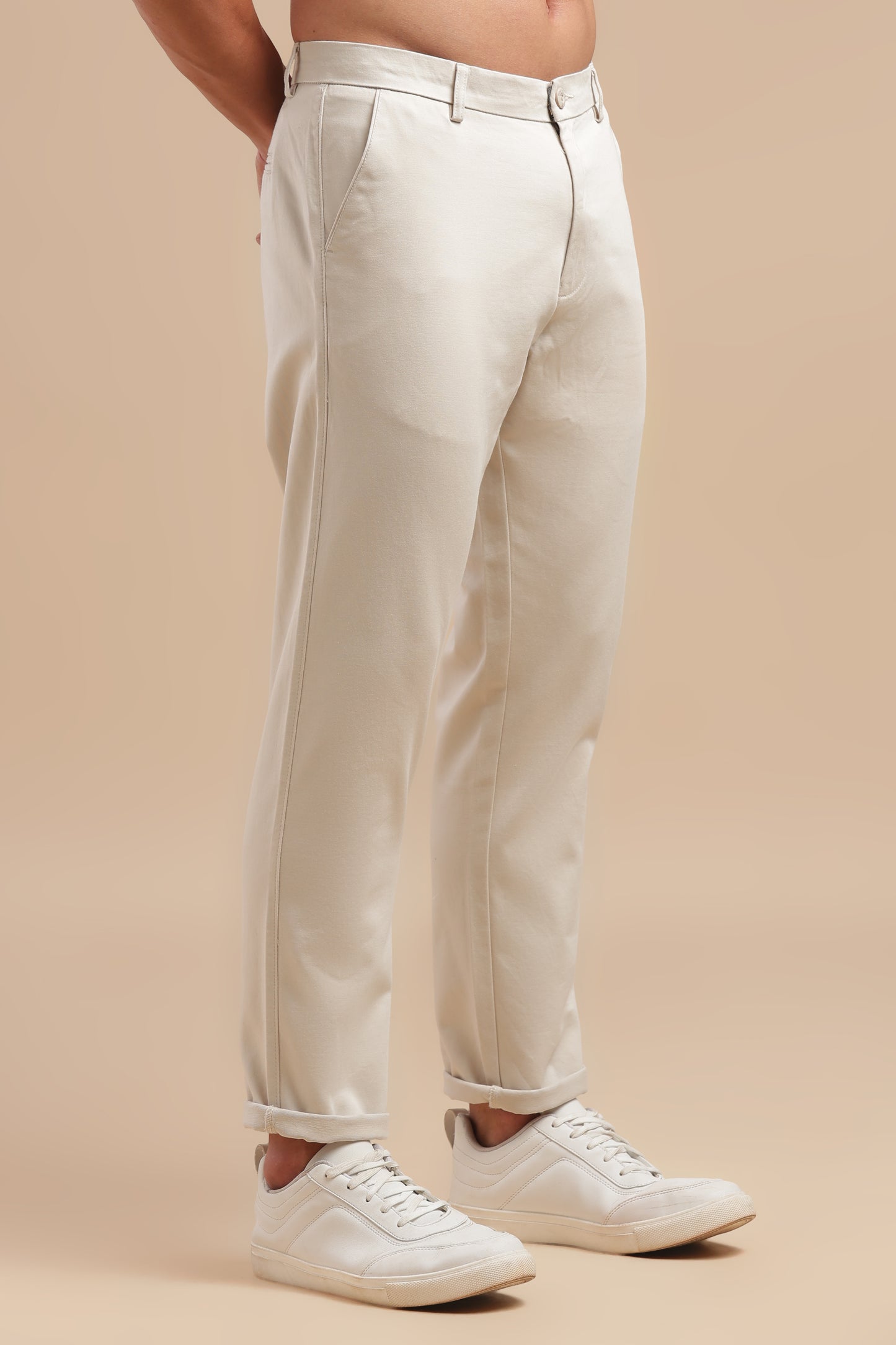 Men’s Off-White Cotton Chinos