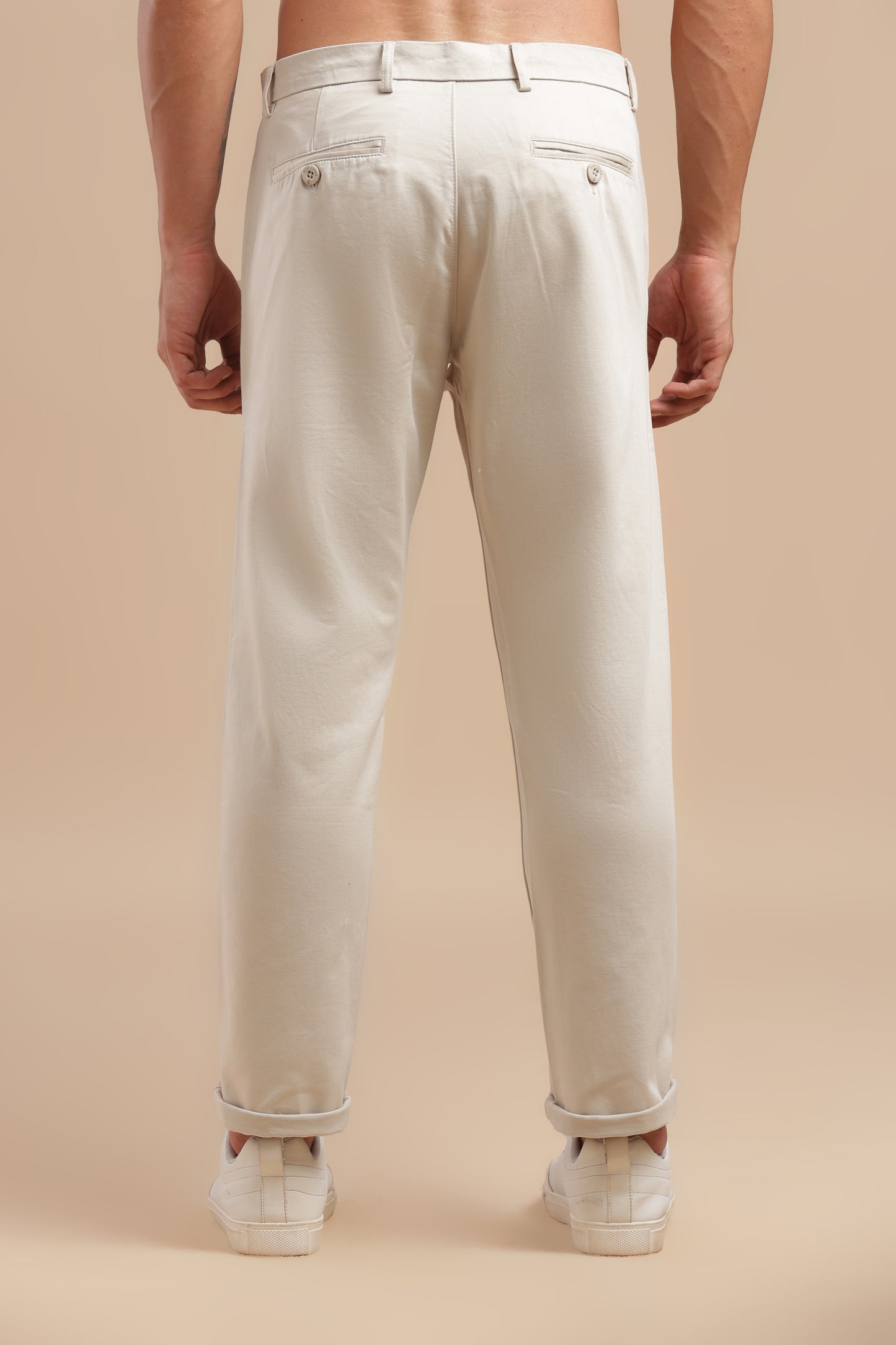 Men’s Off-White Cotton Chinos