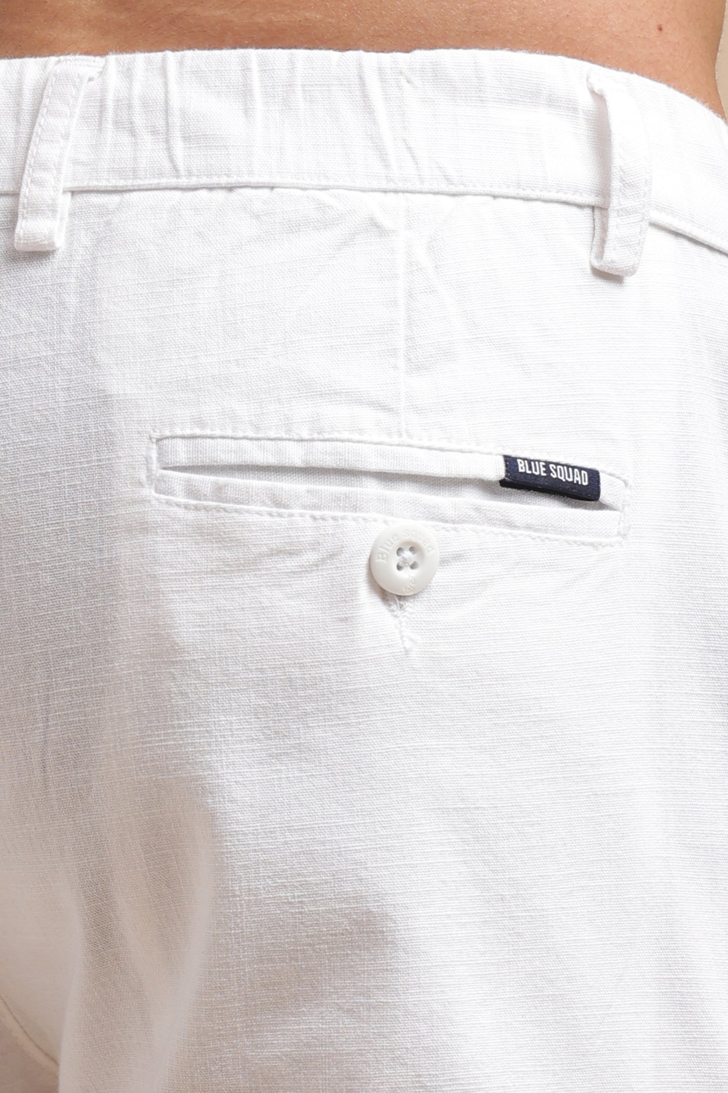 Men’s White Slim Fit Lounge Linen Pants