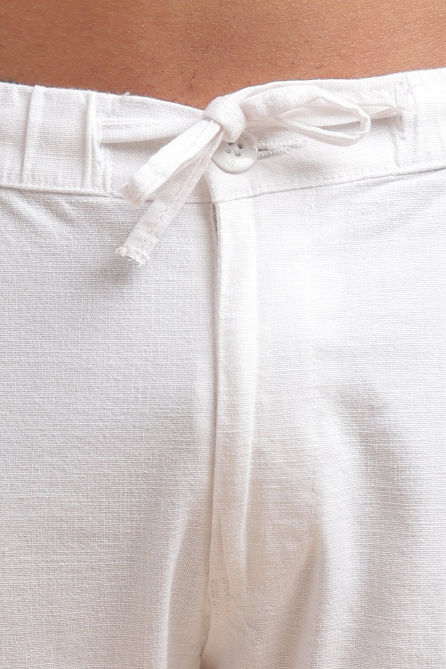 Men’s White Slim Fit Lounge Linen Pants