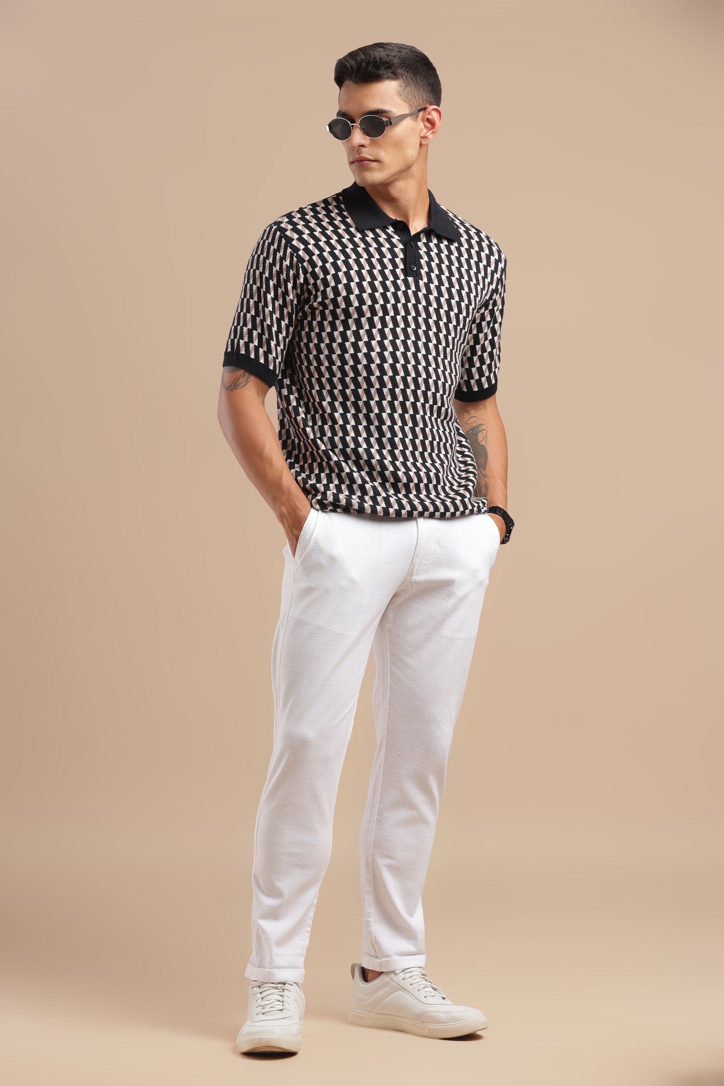 Men’s White Slim Fit Lounge Linen Pants