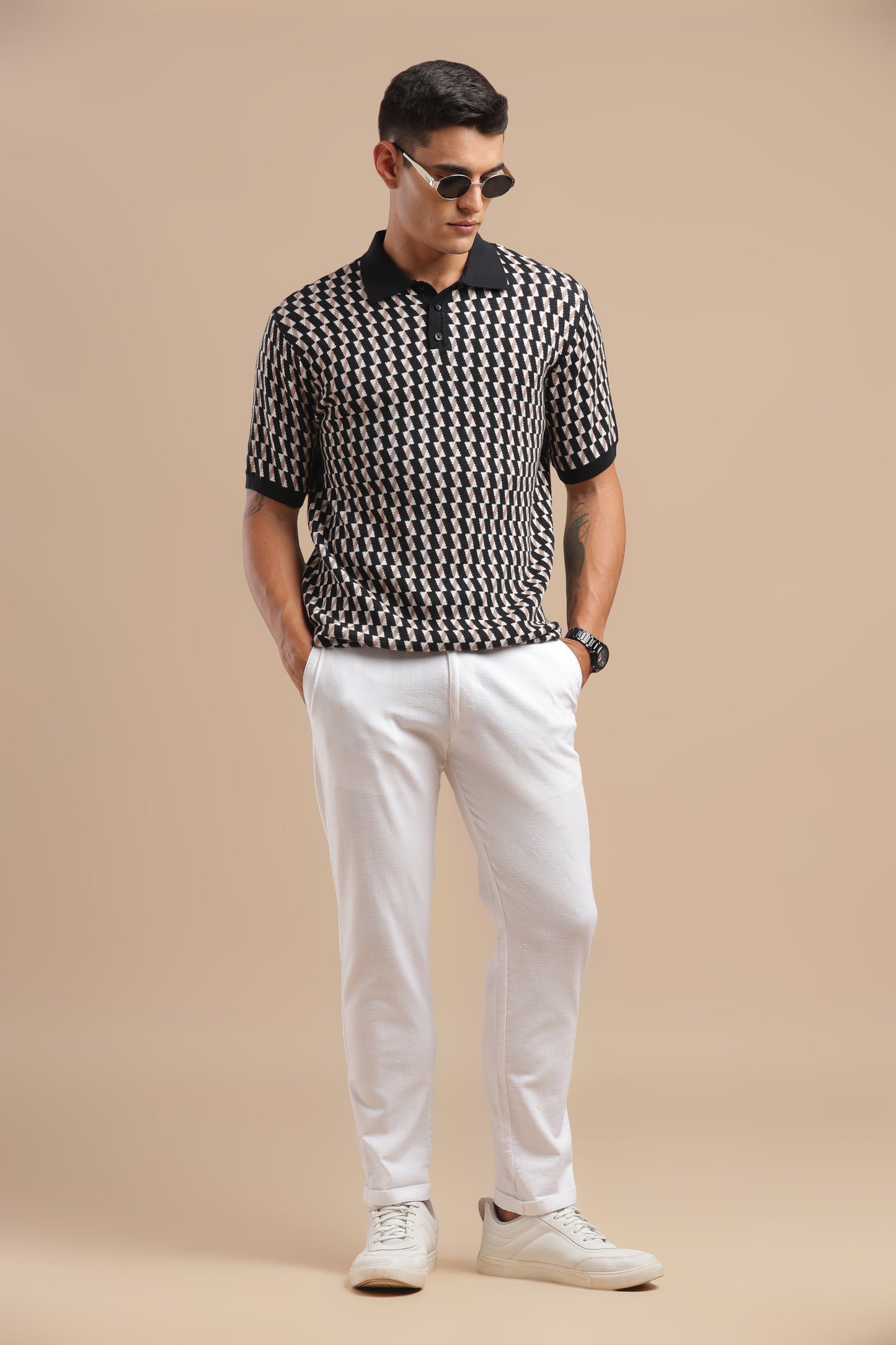 Men’s White Slim Fit Lounge Linen Pants