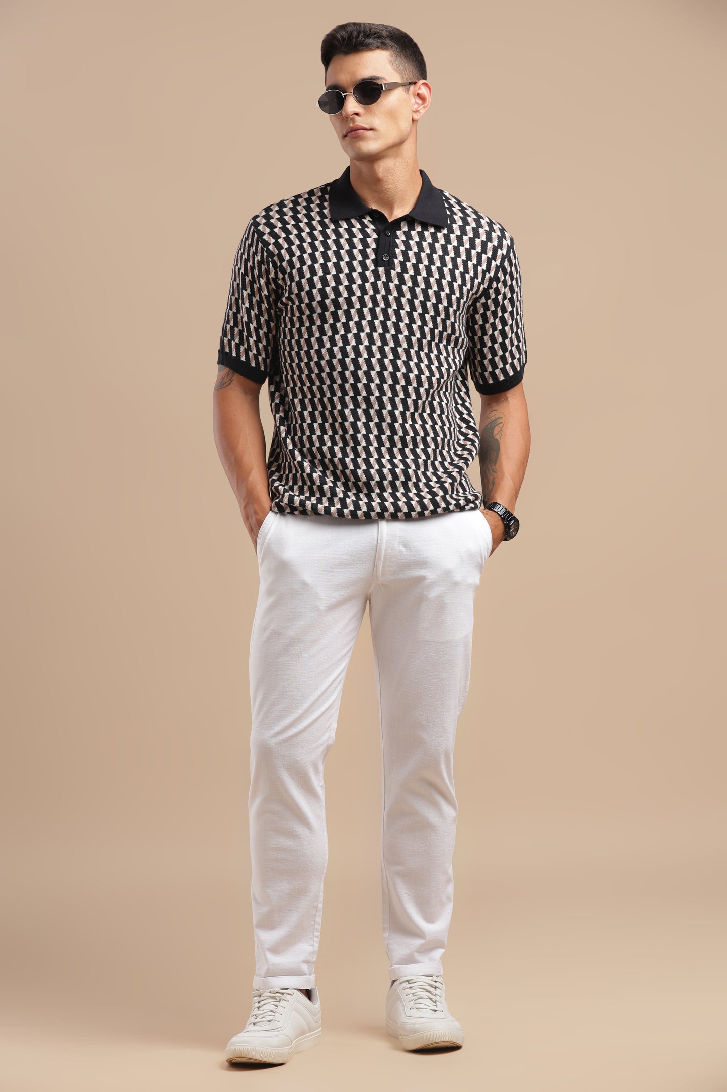 Men’s White Slim Fit Lounge Linen Pants