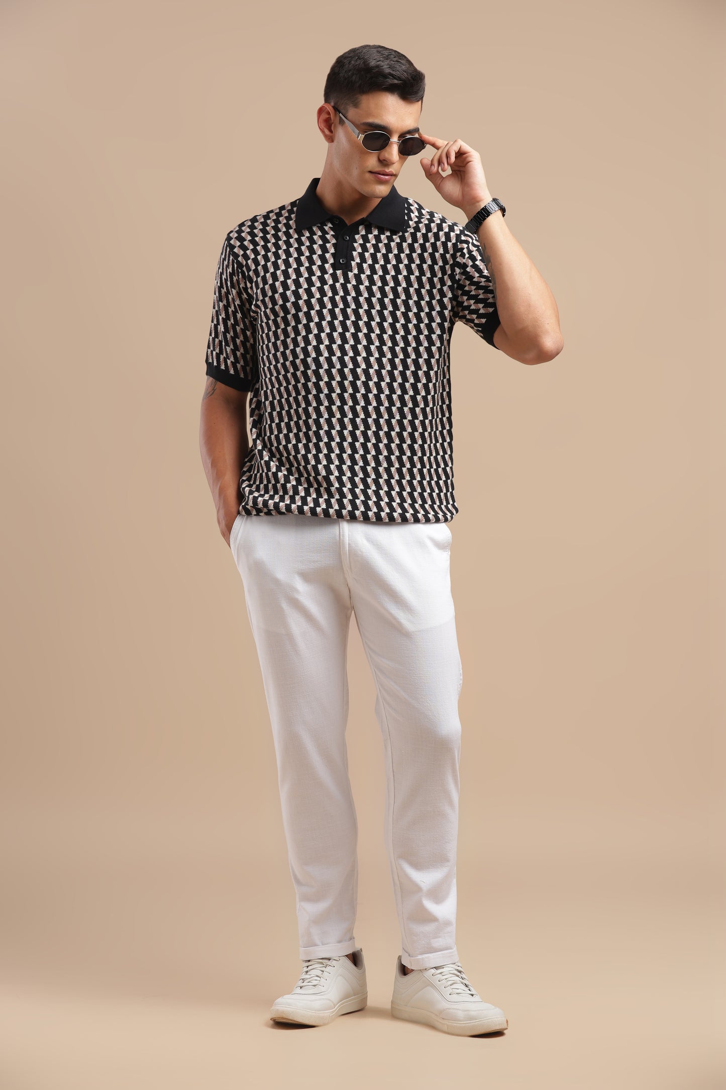 Men’s White Slim Fit Lounge Linen Pants