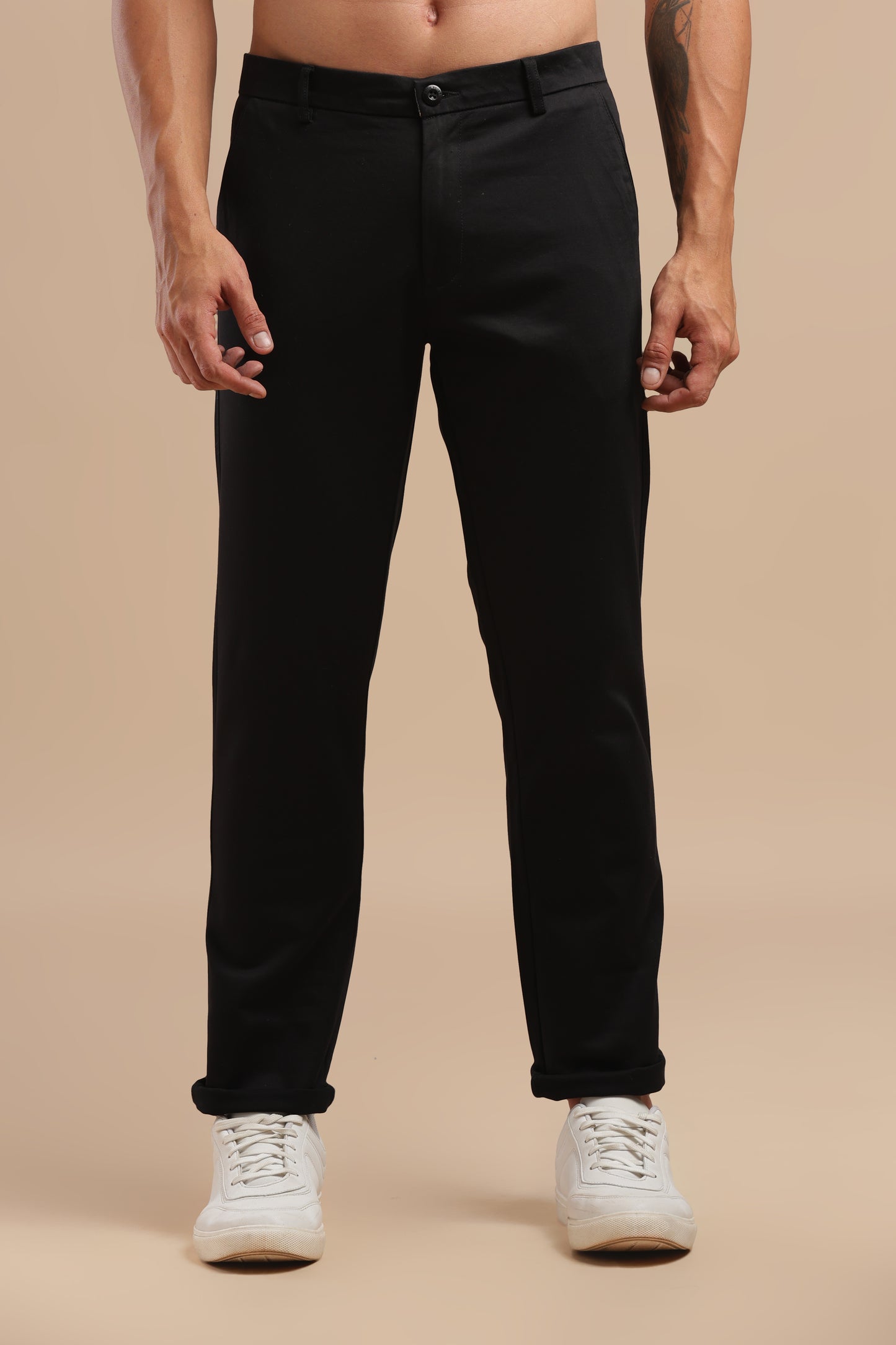 Men’s Black Cotton Chinos