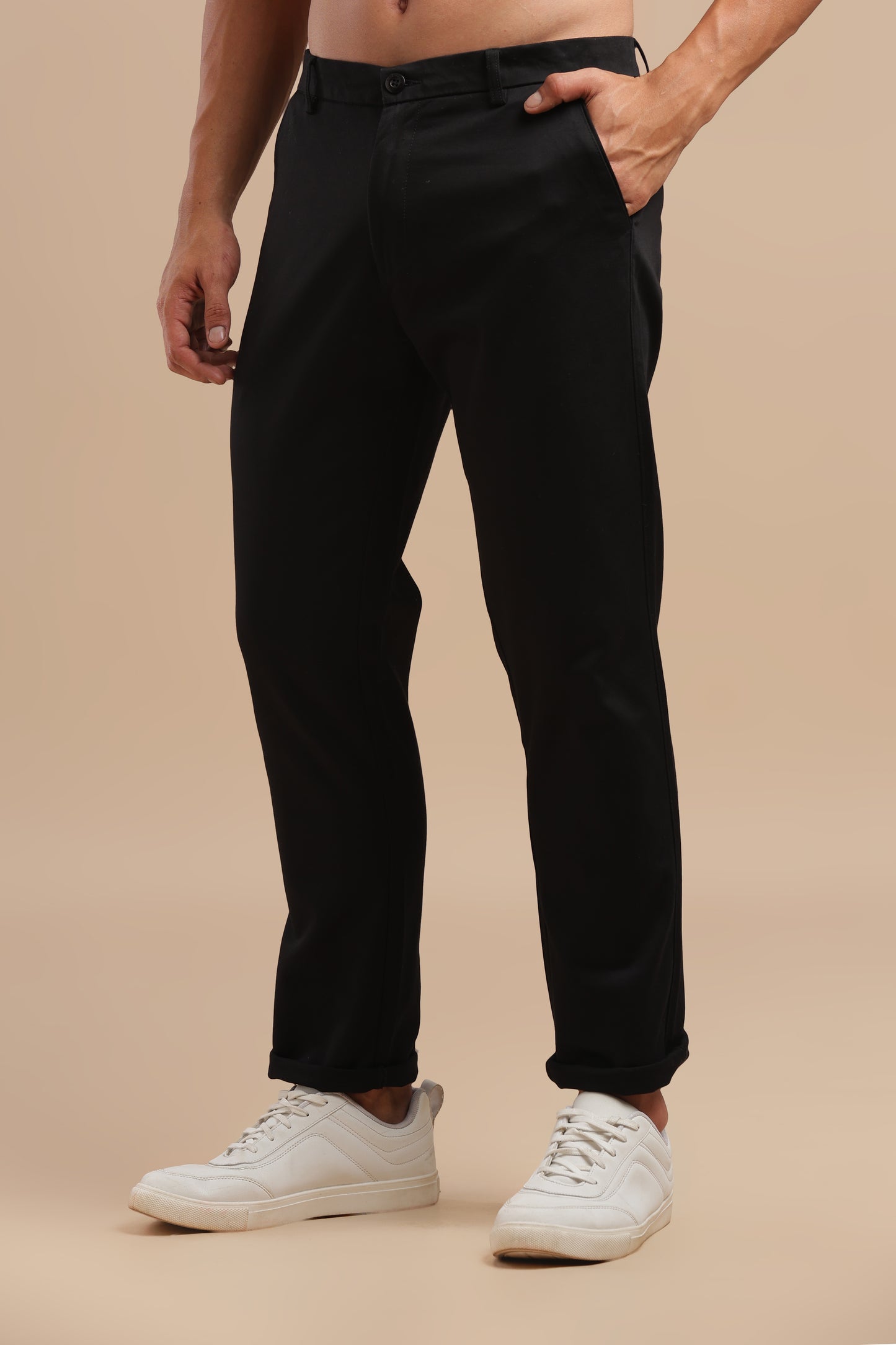 Men’s Black Cotton Chinos