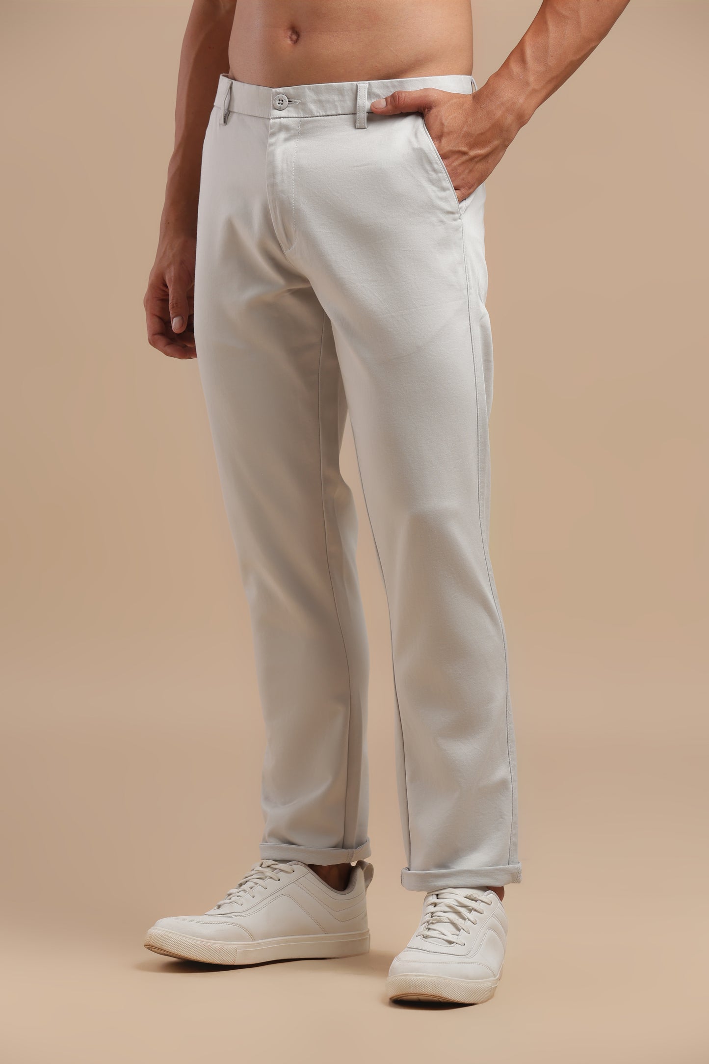 Men’s Light Grey Cotton Chinos