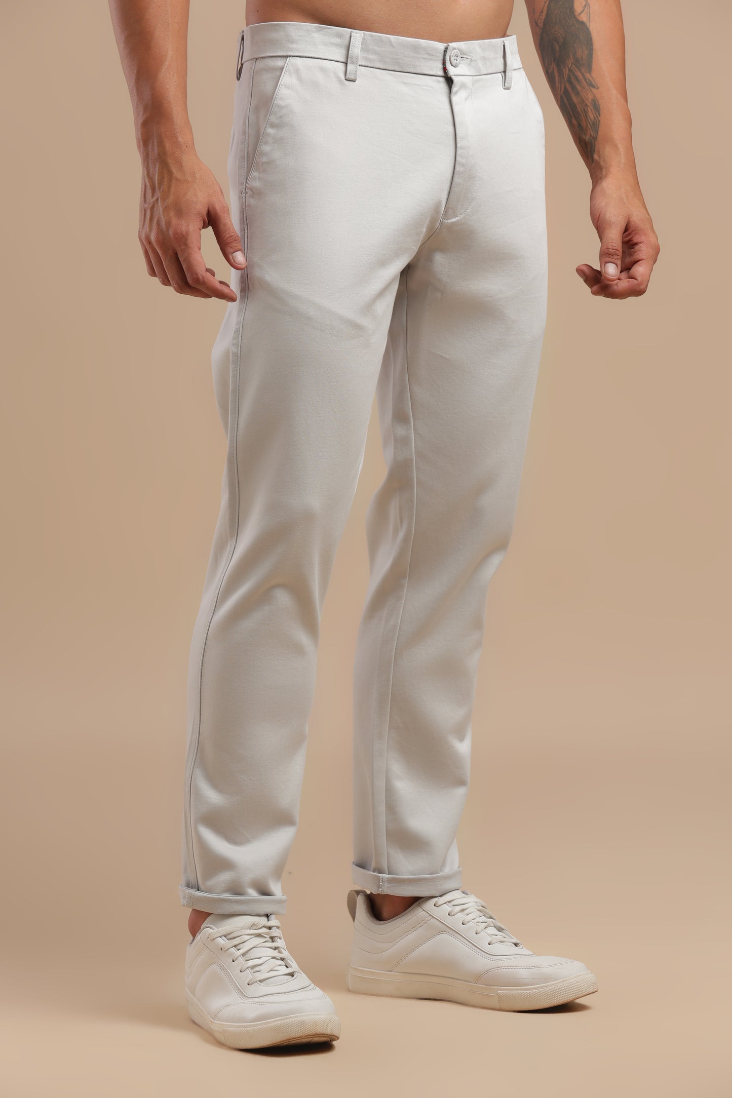 Men’s Light Grey Cotton Chinos