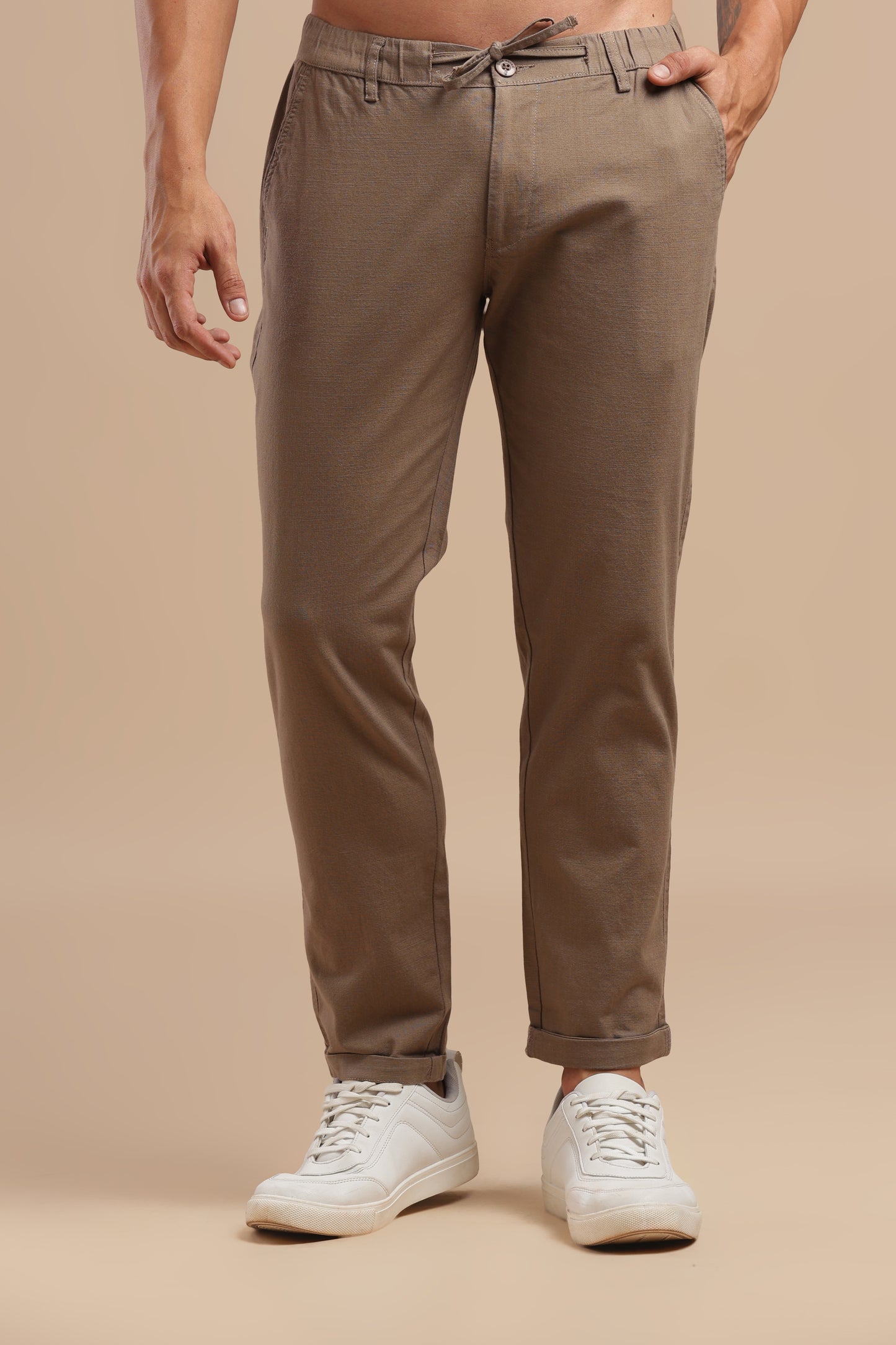 Men’s Brown Pure Linen Pants