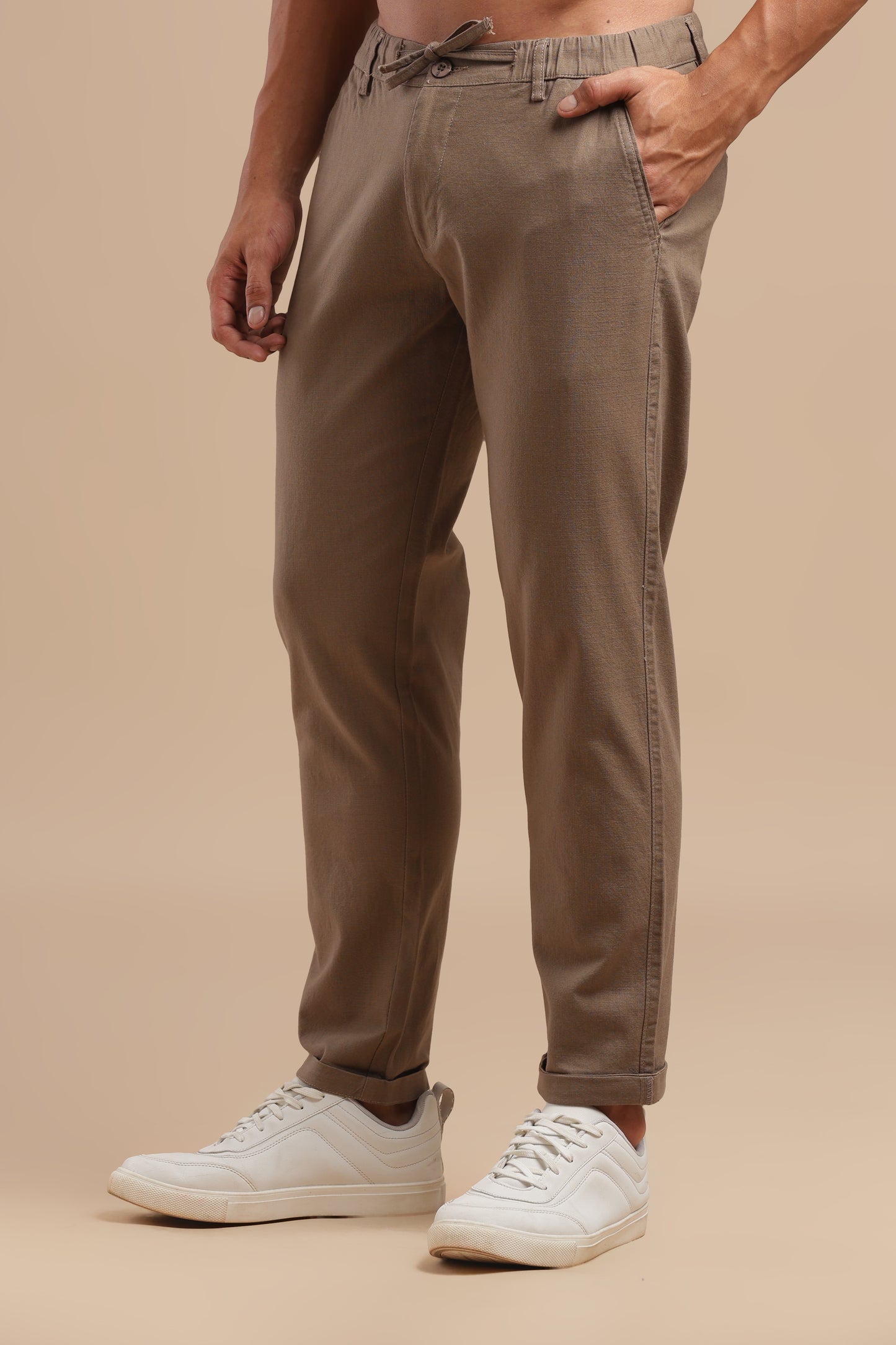 Men’s Brown Pure Linen Pants