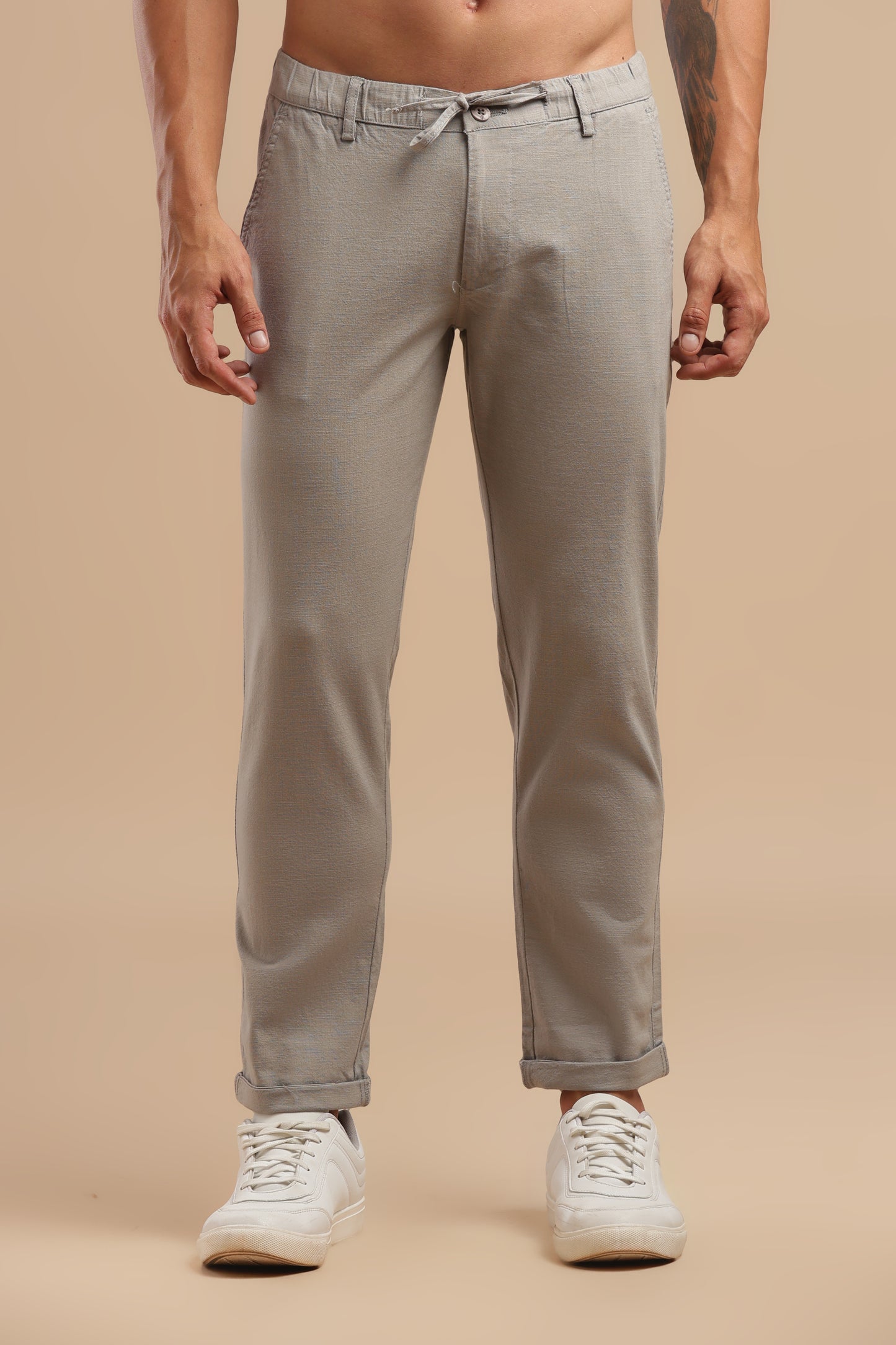 Men’s Beige Linen Cotton Pants