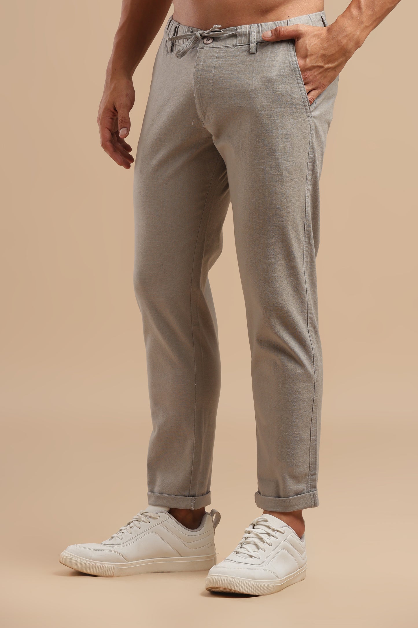 Men’s Beige Linen Cotton Pants
