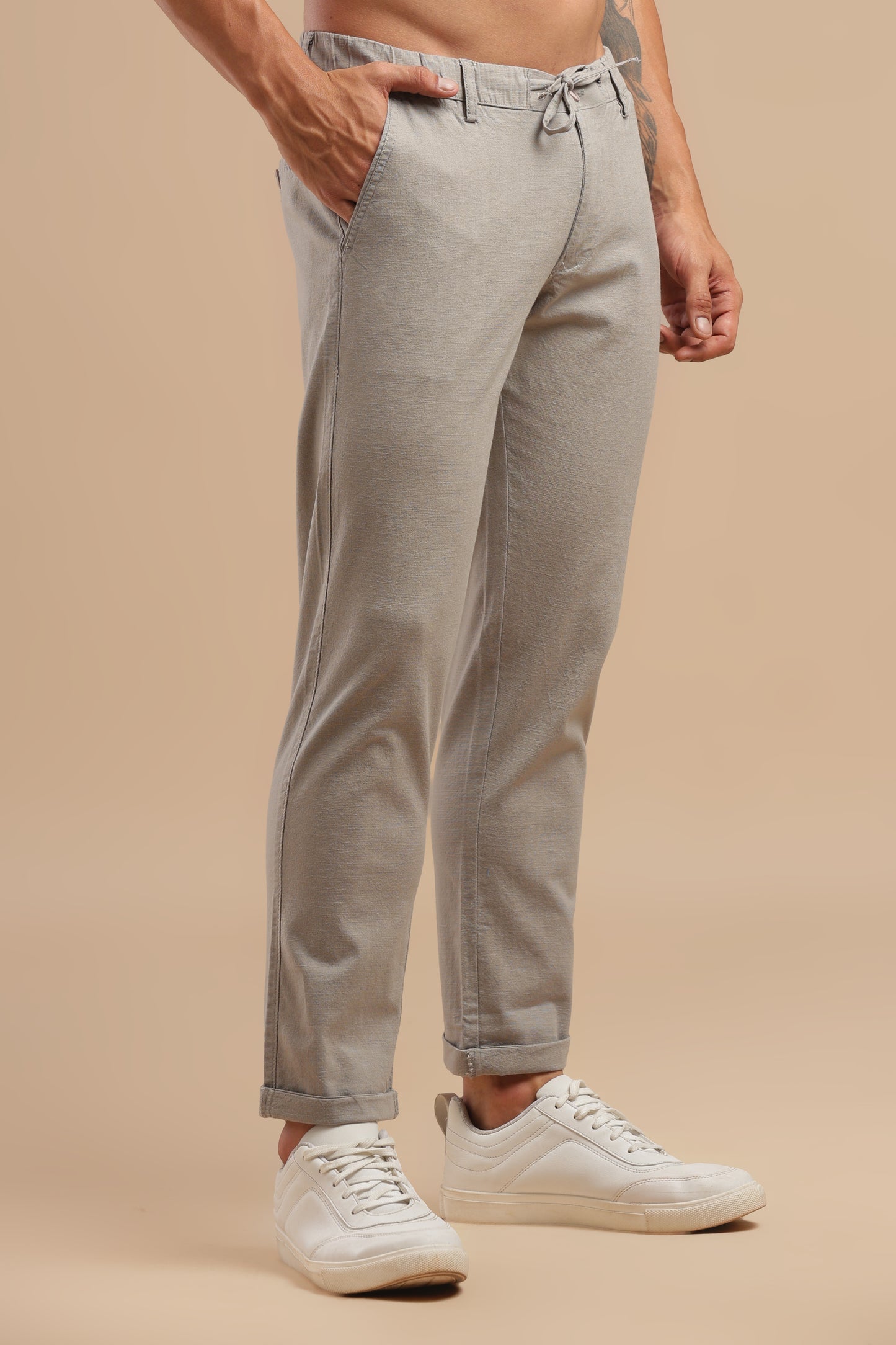 Men’s Beige Linen Cotton Pants