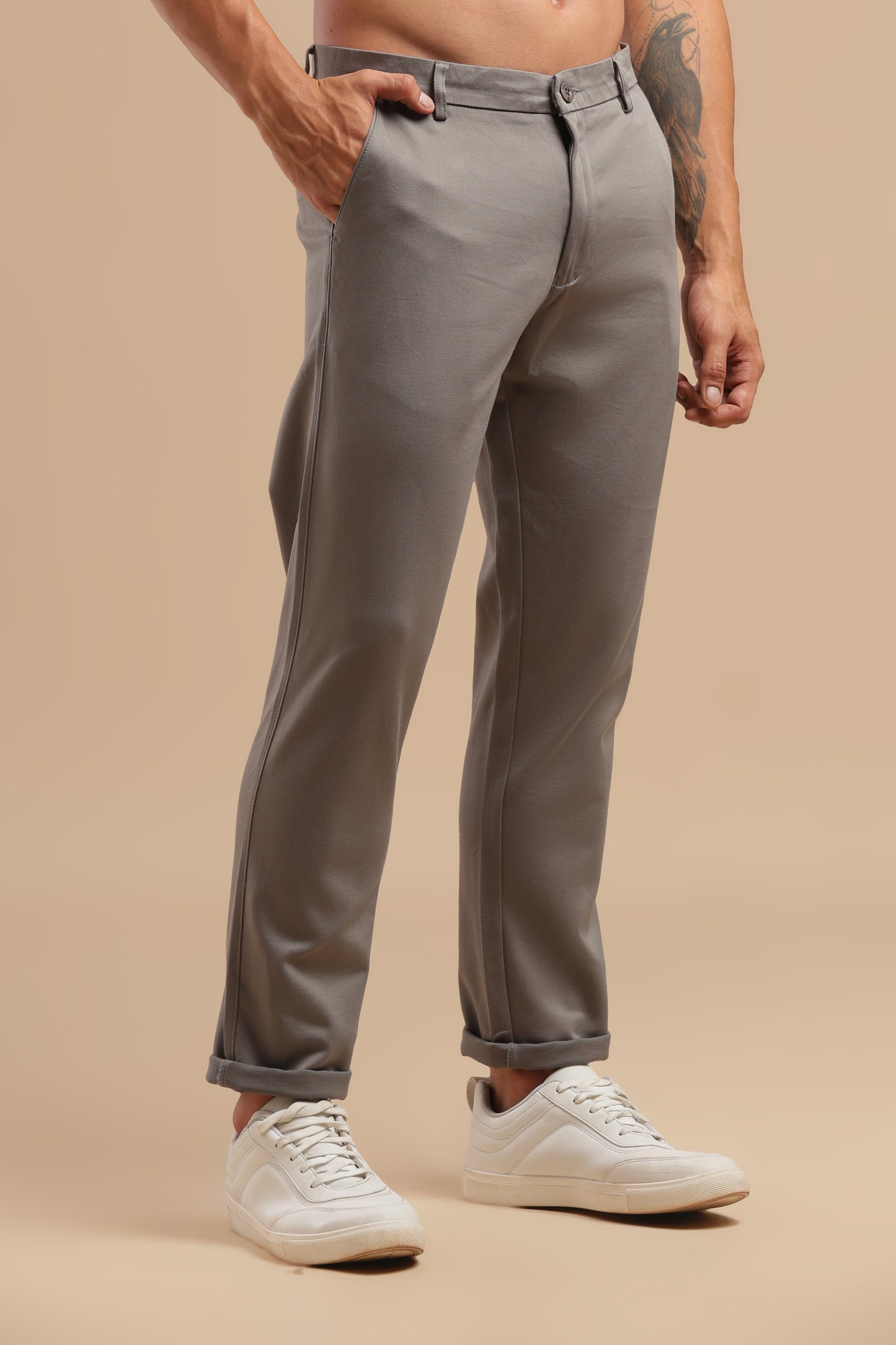Men’s Ash Grey Cotton Chinos
