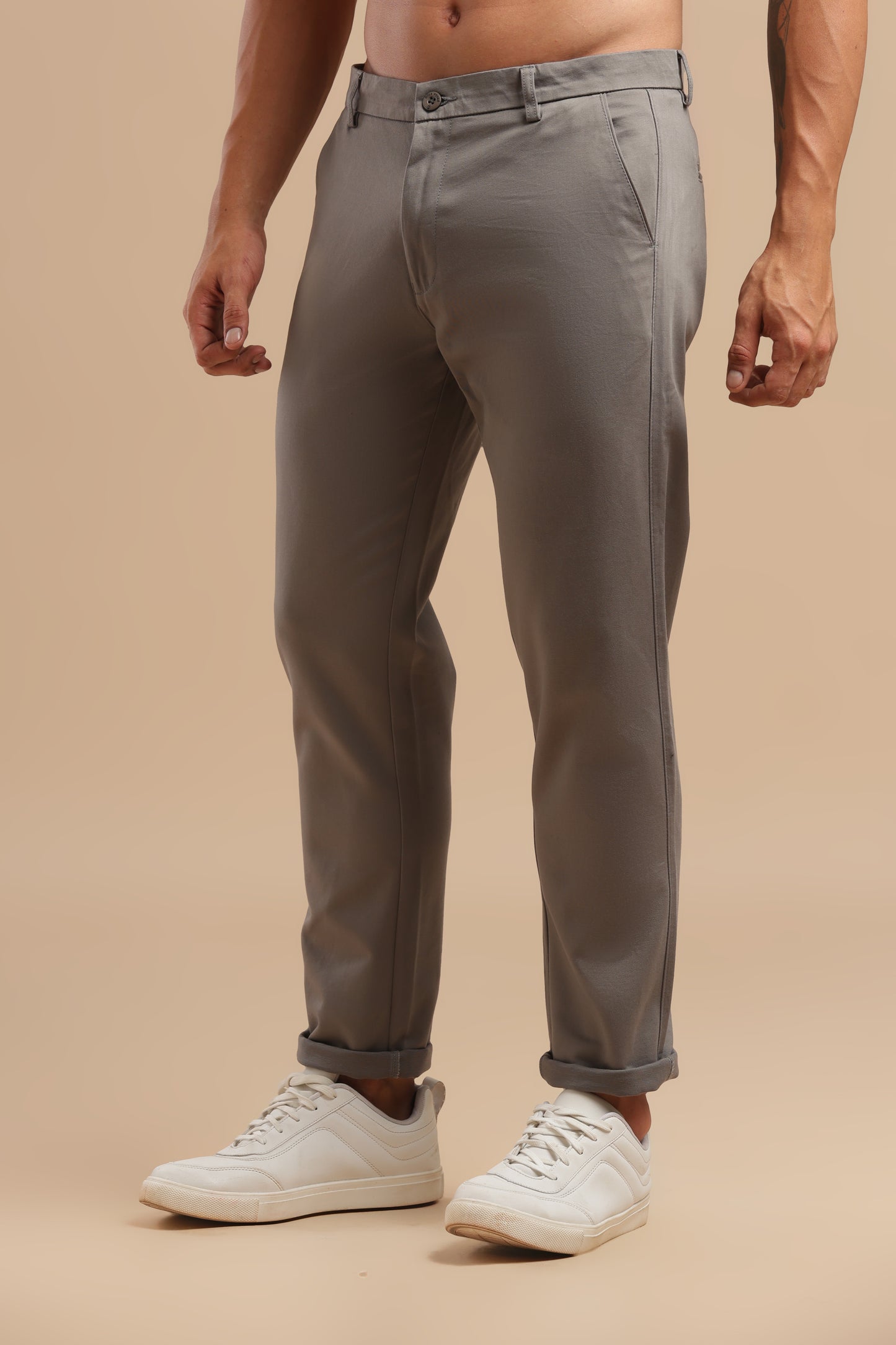 Men’s Ash Grey Cotton Chinos