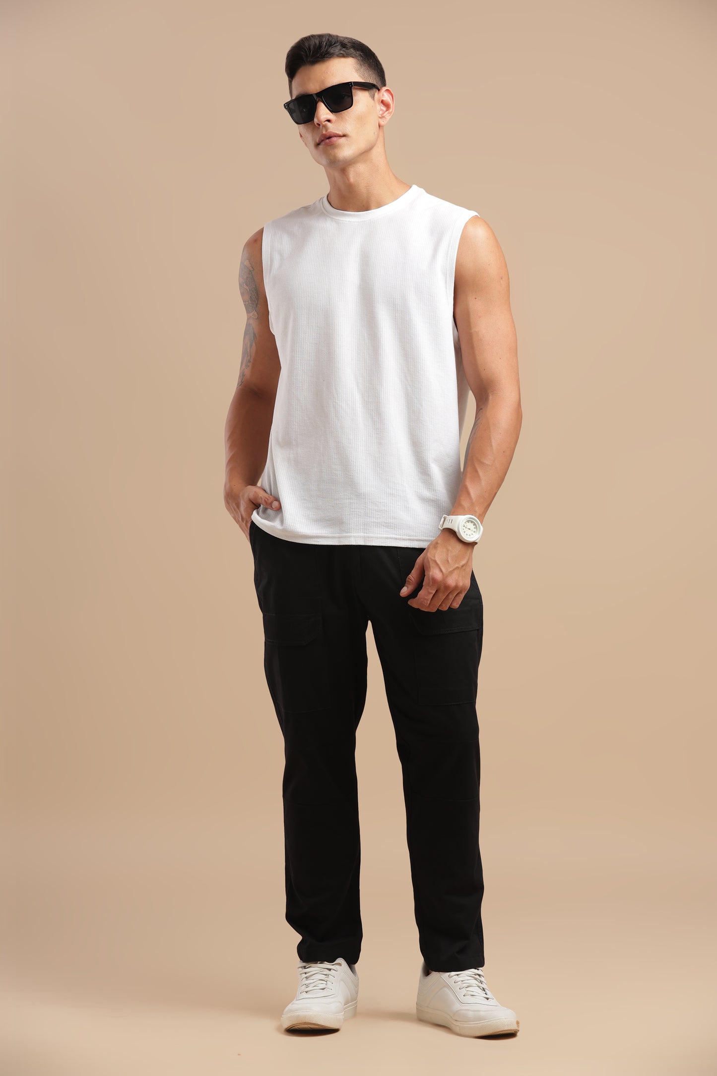 Men’s Black Drawstring Cargo Pants