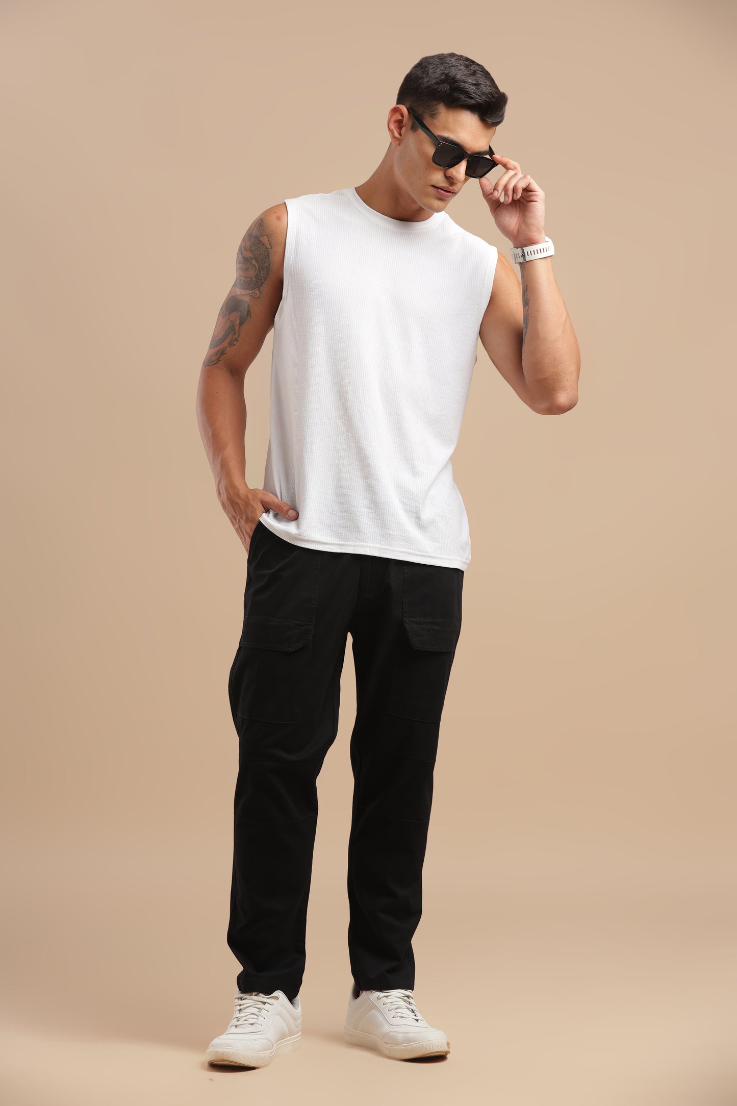 Men’s Black Drawstring Cargo Pants
