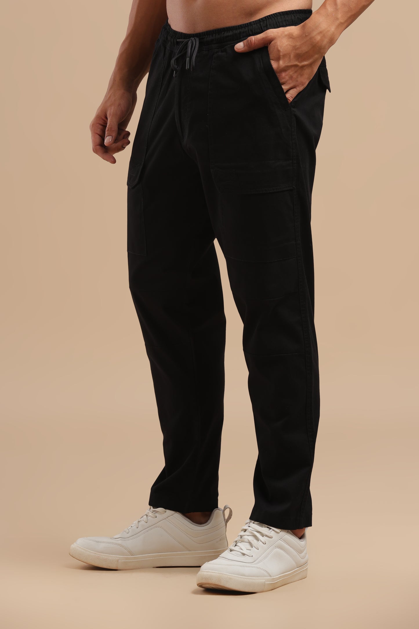 Men’s Black Drawstring Cargo Pants