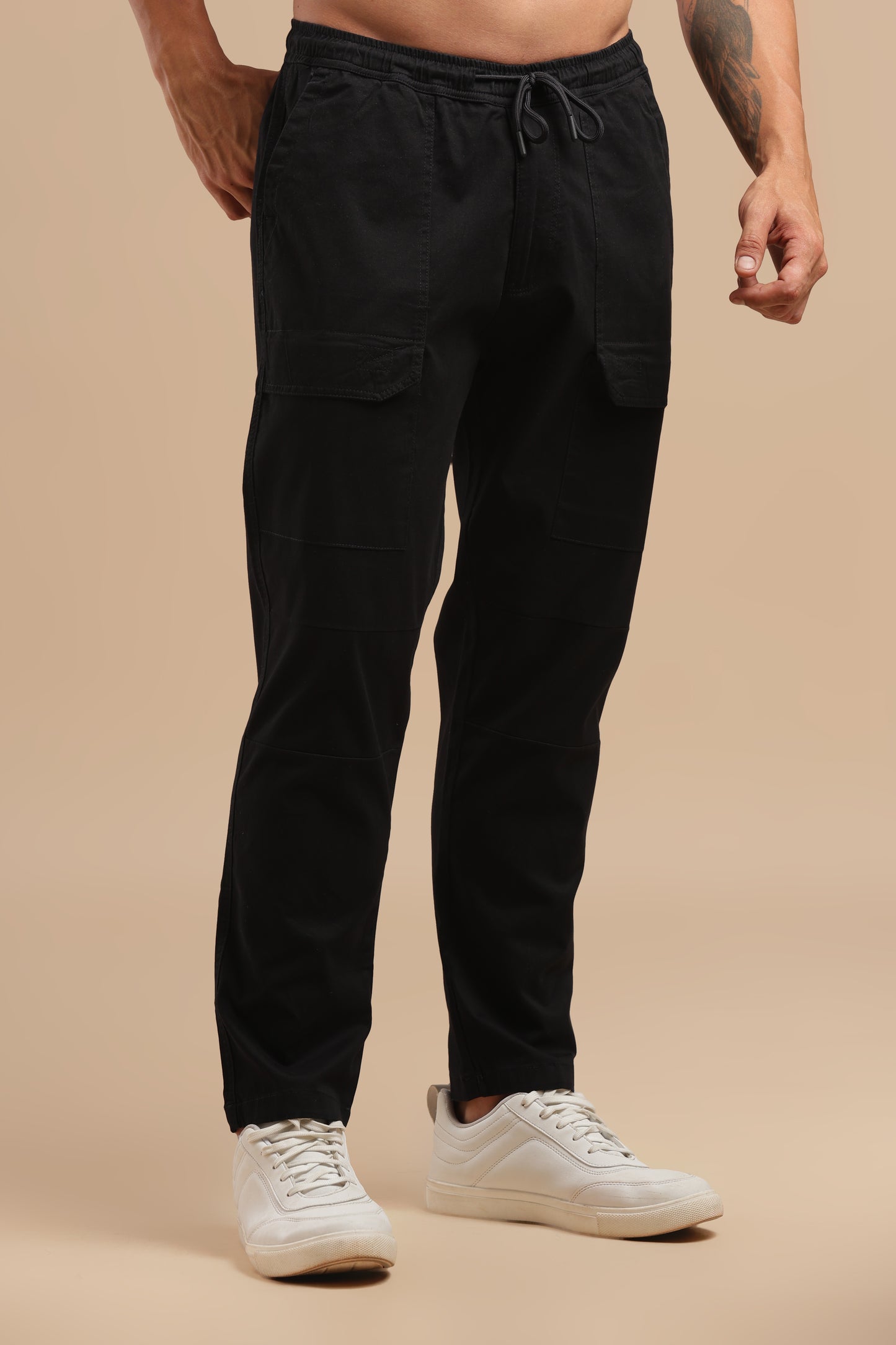 Men’s Black Drawstring Cargo Pants