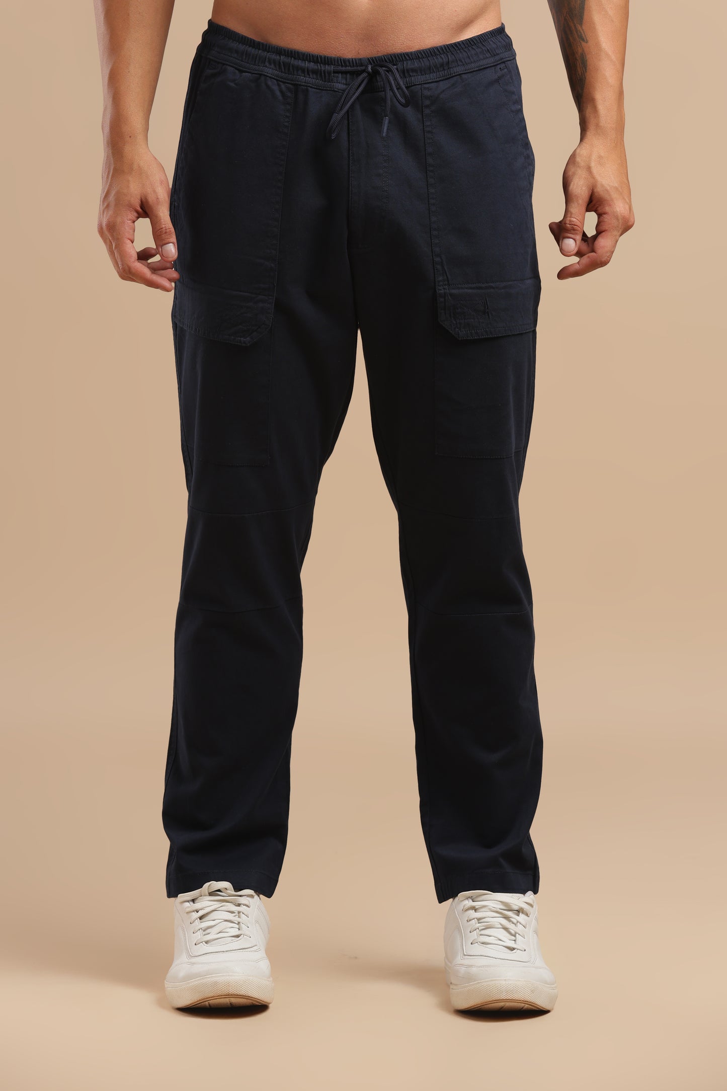 Men’s Navy Blue Drawstring Cargo Pants