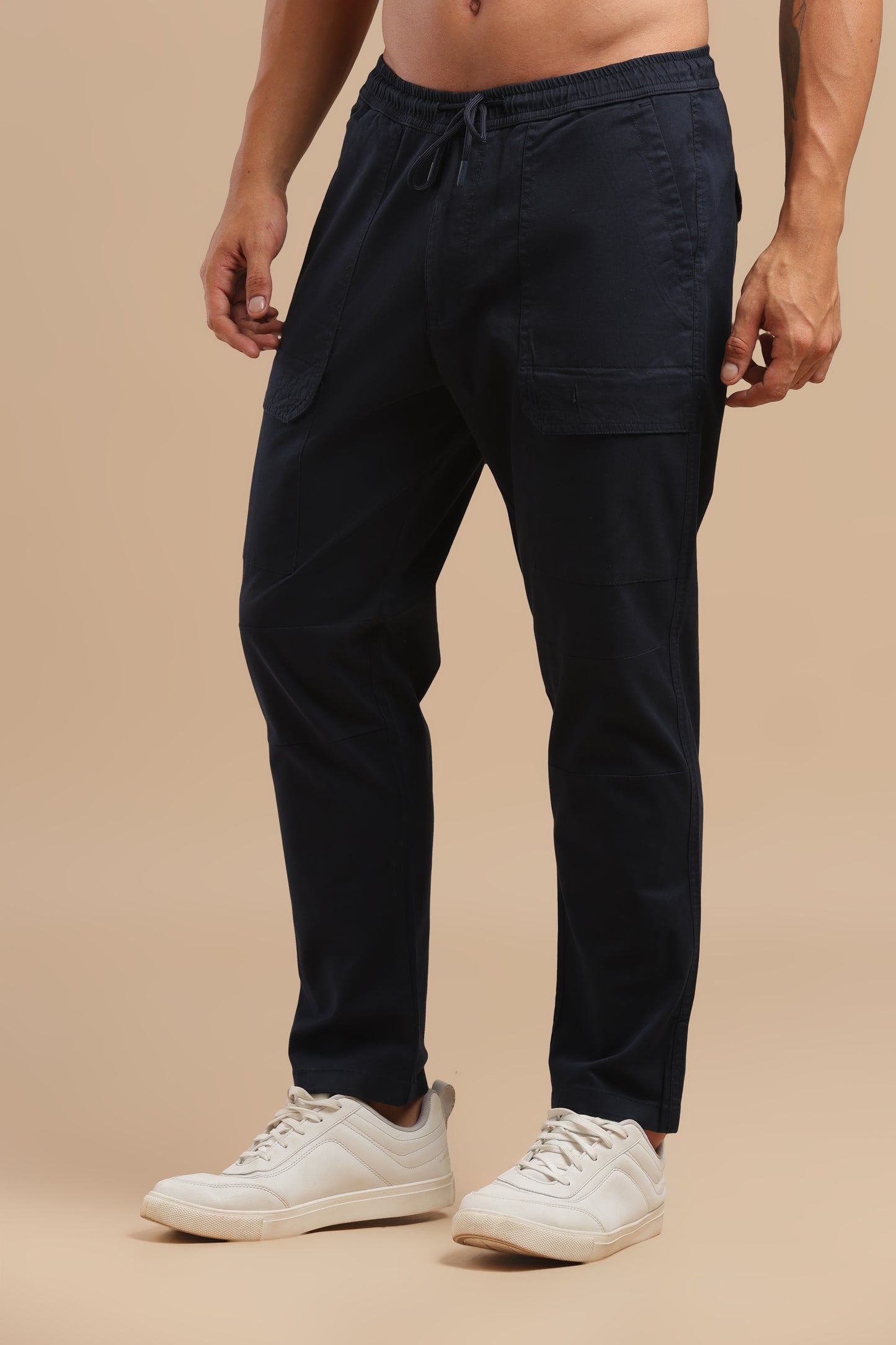 Men’s Navy Blue Drawstring Cargo Pants