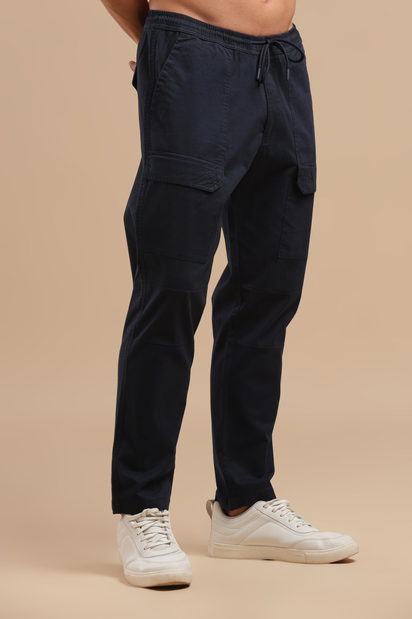 Men’s Navy Blue Drawstring Cargo Pants