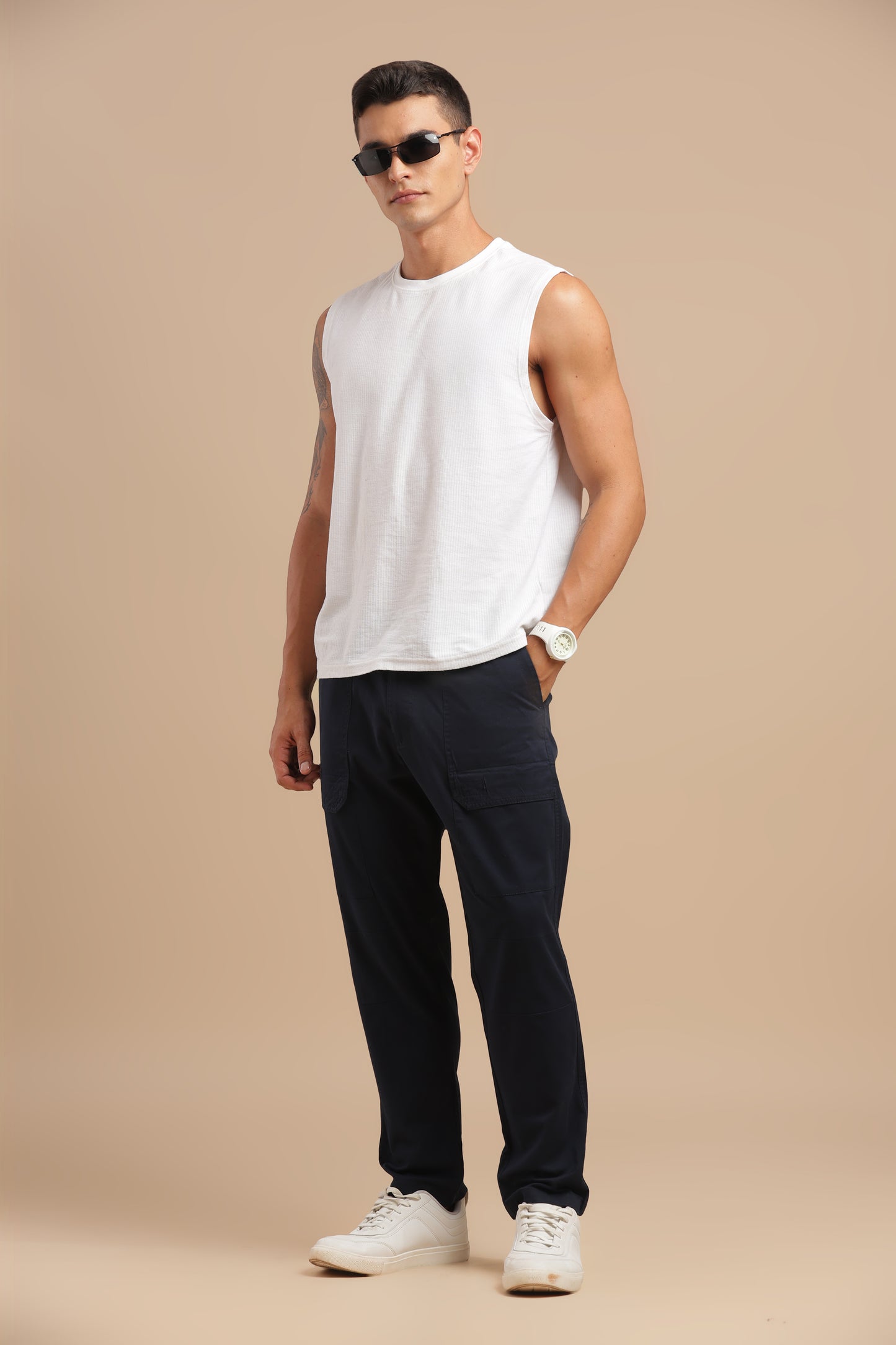 Men’s Navy Blue Drawstring Cargo Pants