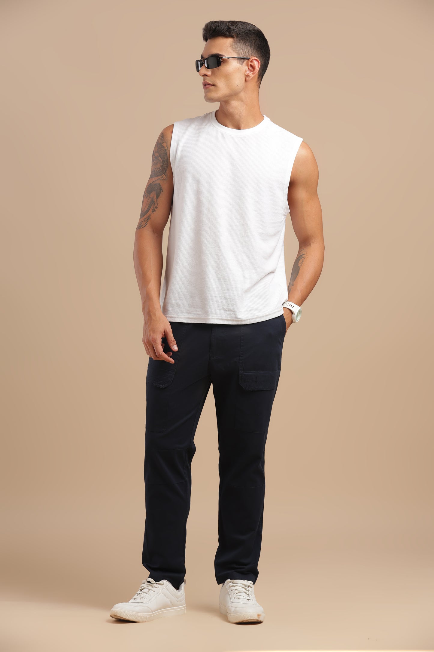 Men’s Navy Blue Drawstring Cargo Pants