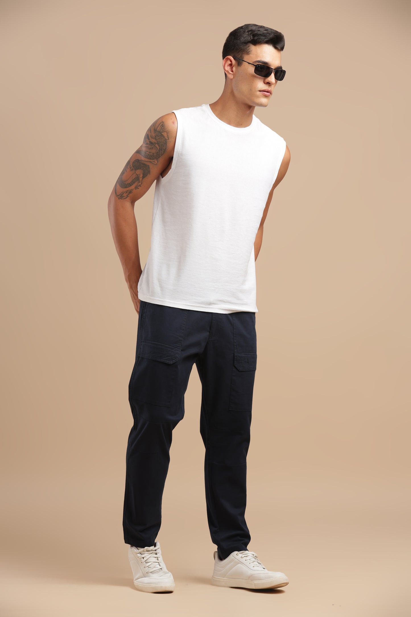 Men’s Navy Blue Drawstring Cargo Pants