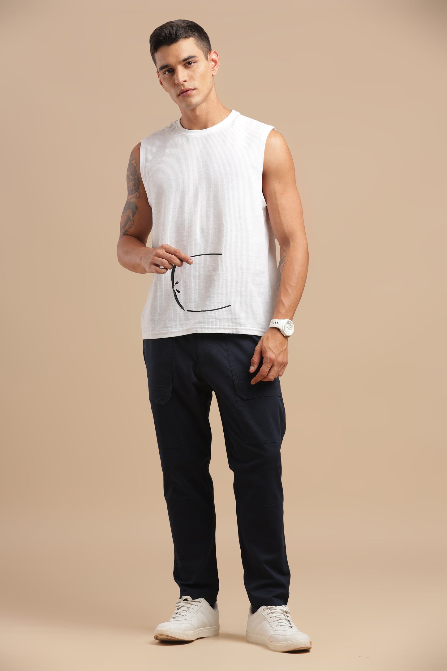 Men’s Navy Blue Drawstring Cargo Pants