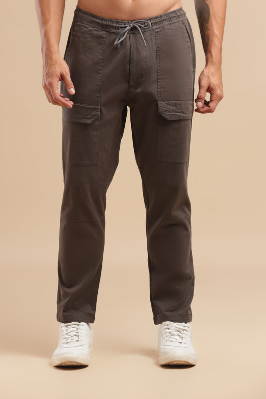 Men’s Dark Brown Drawstring Cargo Pants