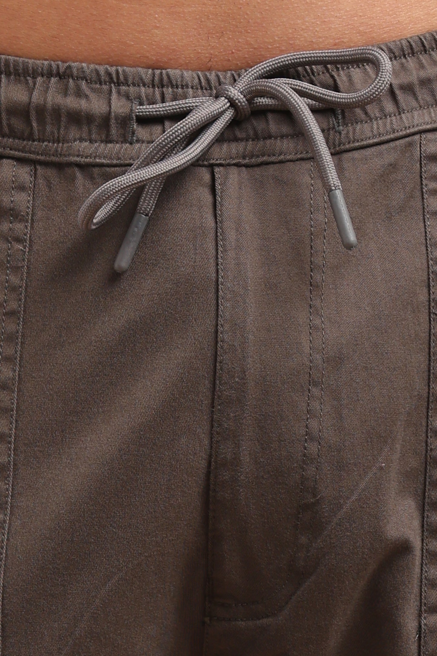 Men’s Dark Brown Drawstring Cargo Pants