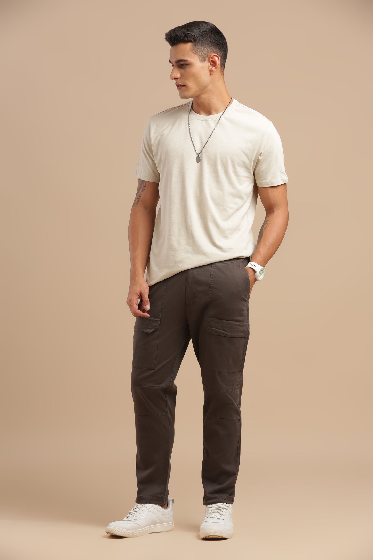 Men’s Dark Brown Drawstring Cargo Pants