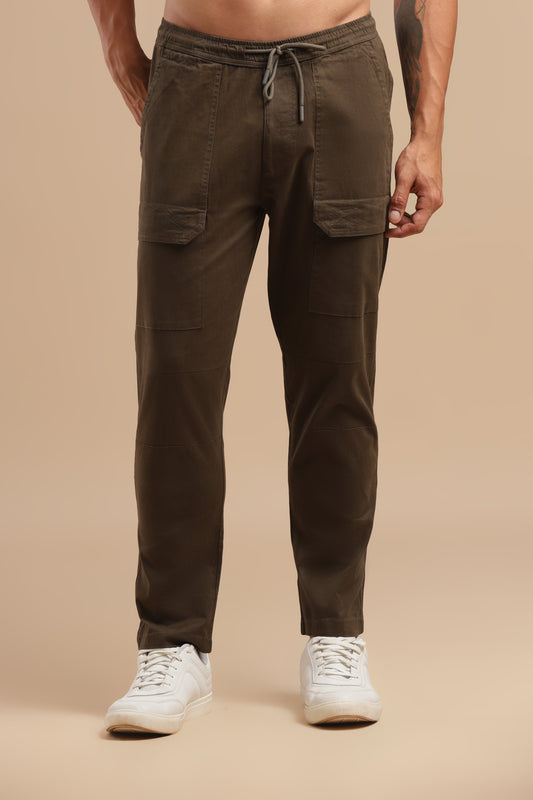 Men’s Olive Brown Drawstring Cargo Pants